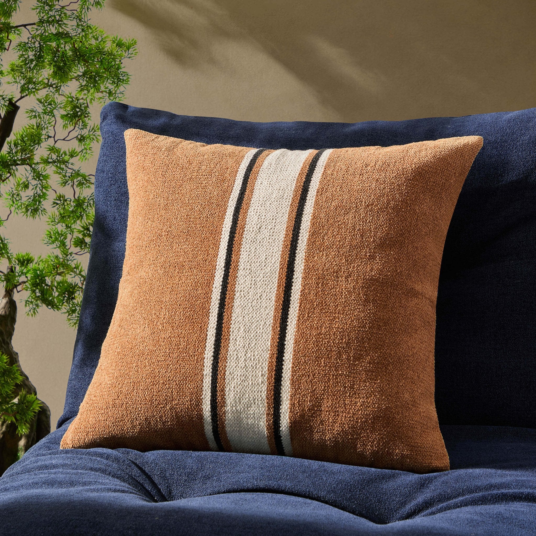 Stripe Sofa Cushion Cover - Tan
