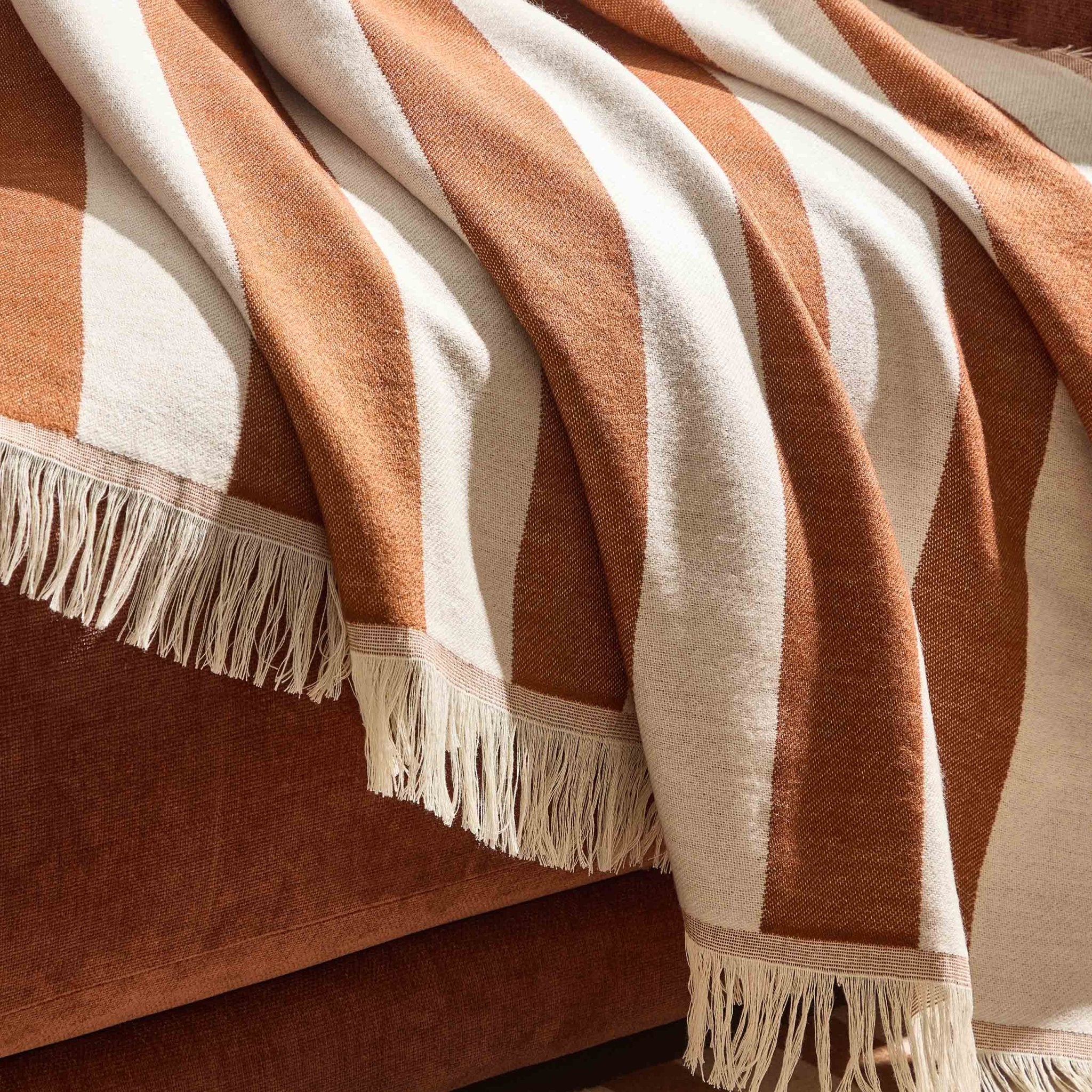 Stripe Sofa Throw - Burnt Orange - Image 2