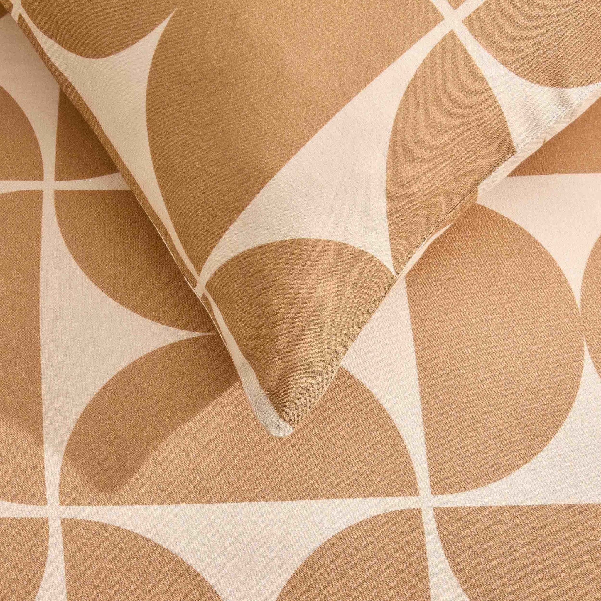 Suki 100% Cotton Geo Print Duvet Cover & Pillowcase Set - Stone - Image 4