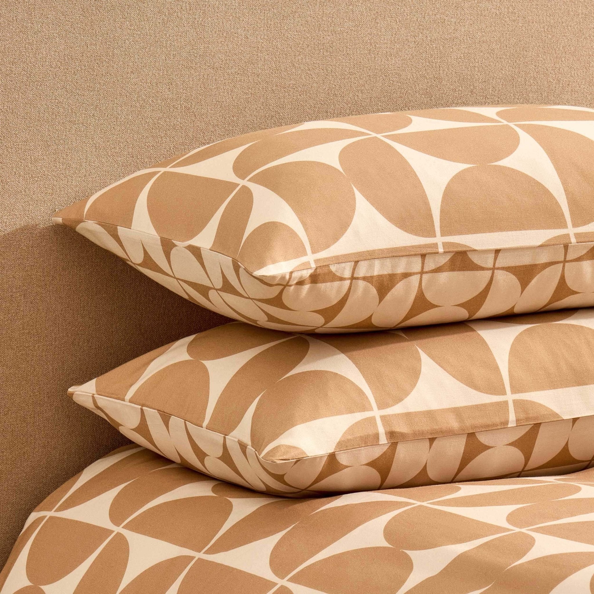 Suki 100% Cotton Geo Print Duvet Cover & Pillowcase Set - Stone - Image 6