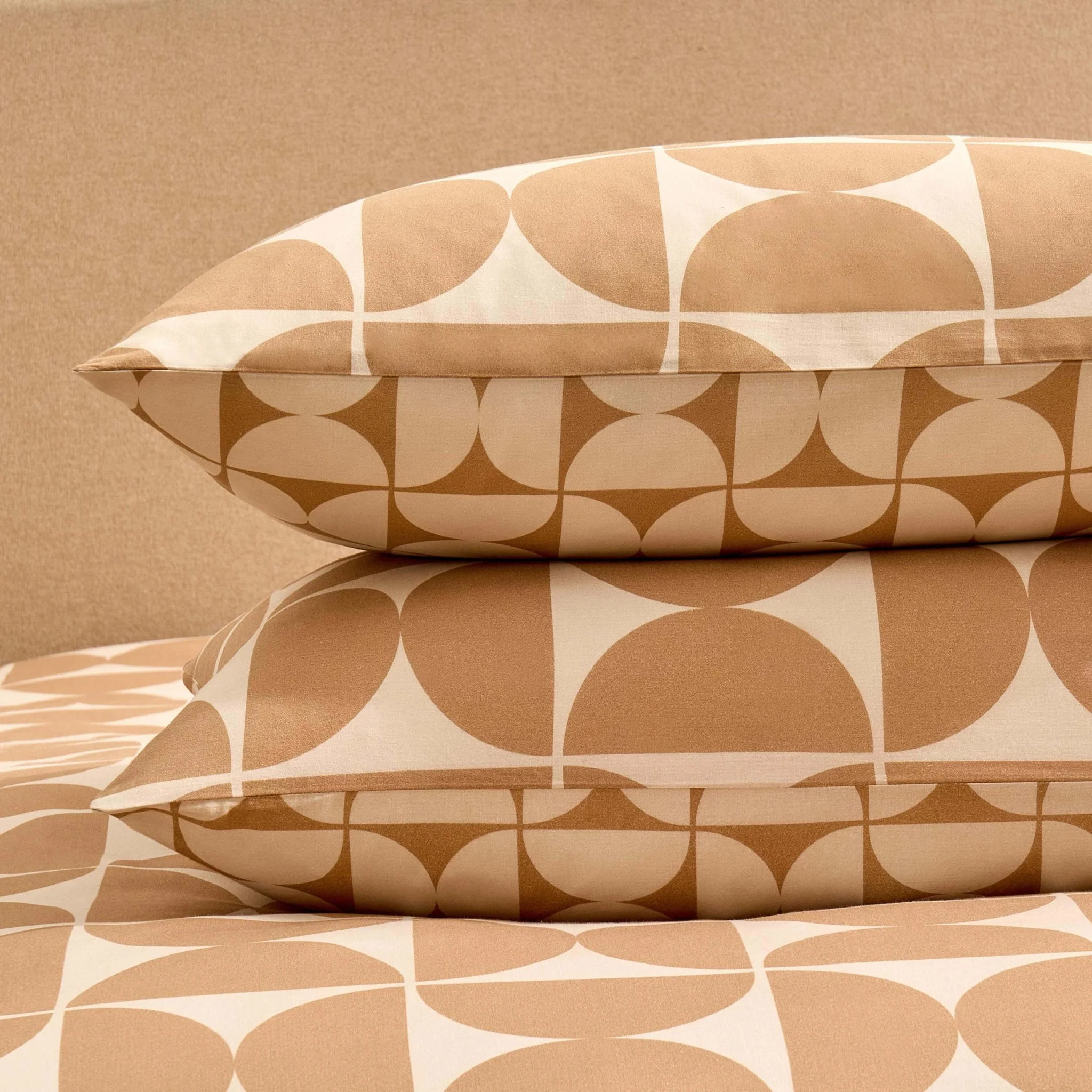 Suki 100% Cotton Geo Print Duvet Cover & Pillowcase Set - Stone - Image 7