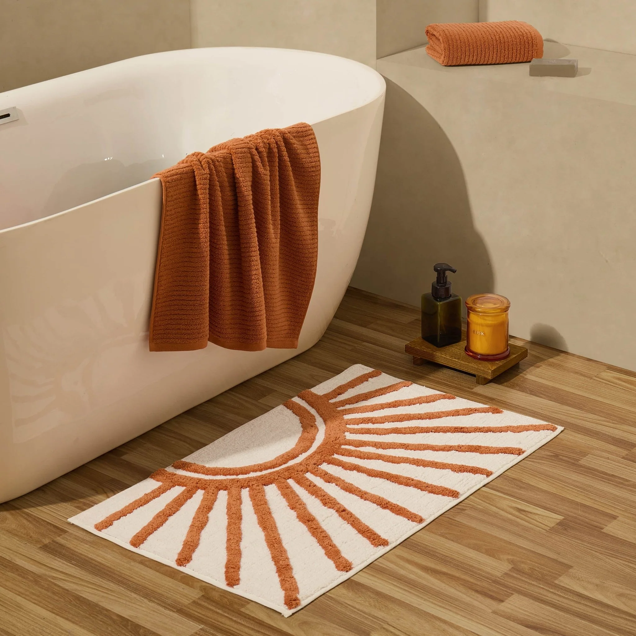 Sunrise Tufted Bath Mat - Burnt Orange