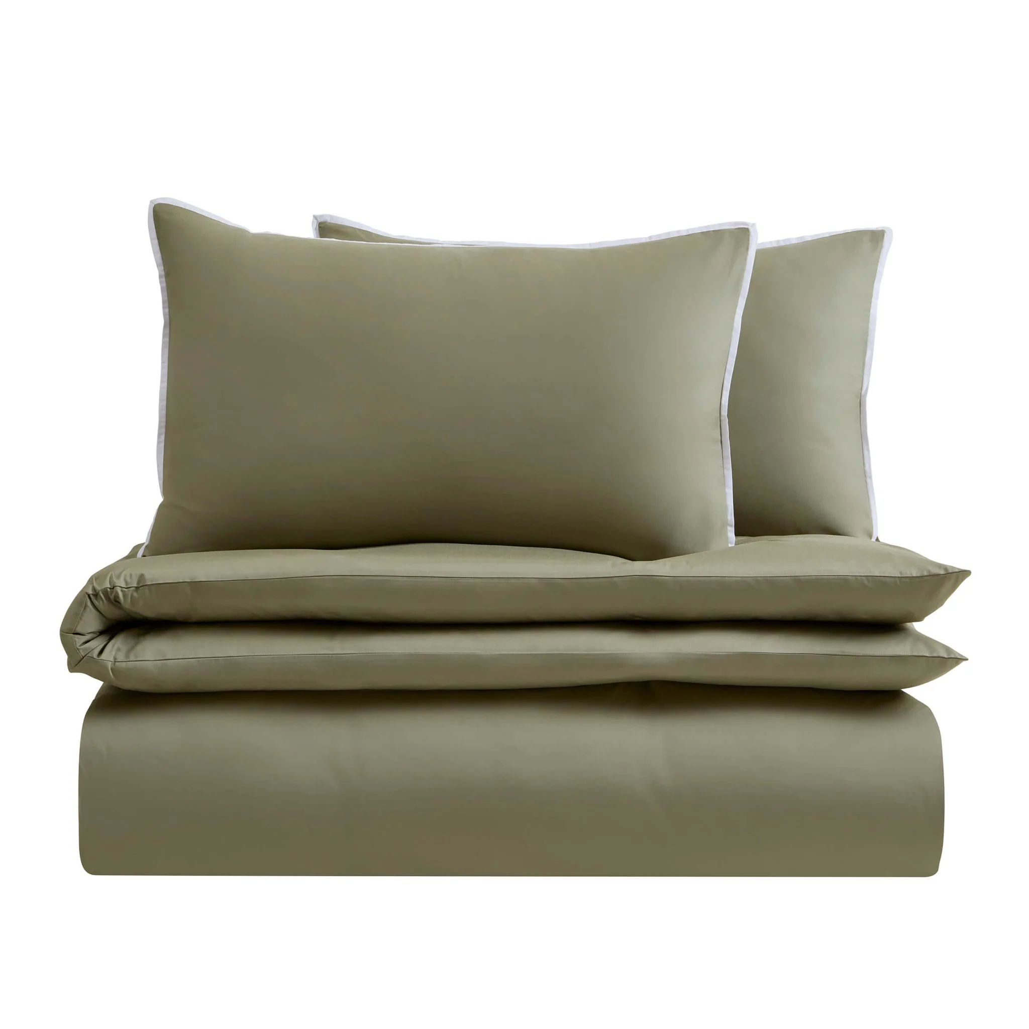 Super Soft Bamboo 300 Thread Count Cotton Plain Dye Duvet Cover - Olive - Image 4