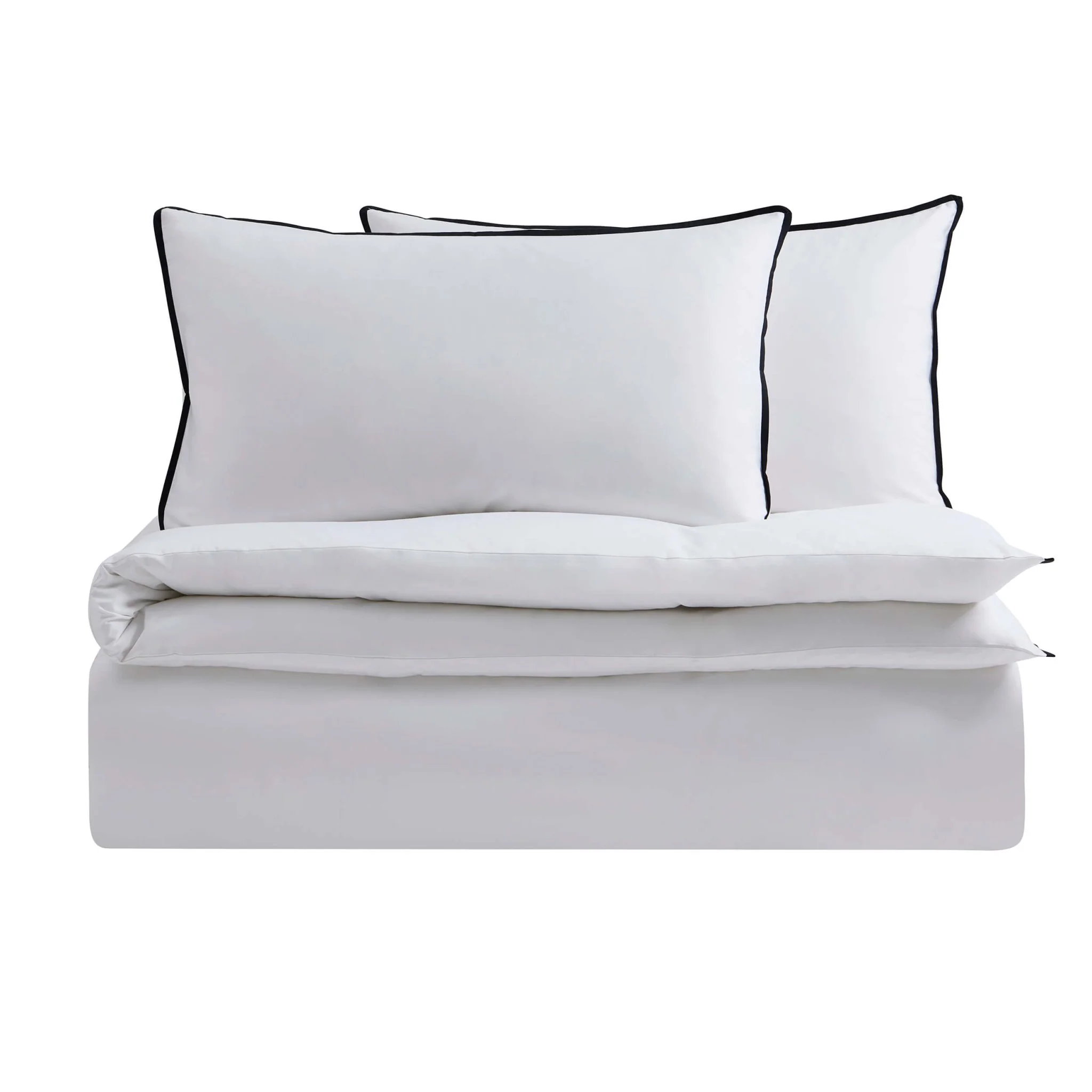 Super Soft Bamboo 300 Thread Count Cotton Plain Dye Duvet Cover - White/Black - Image 4