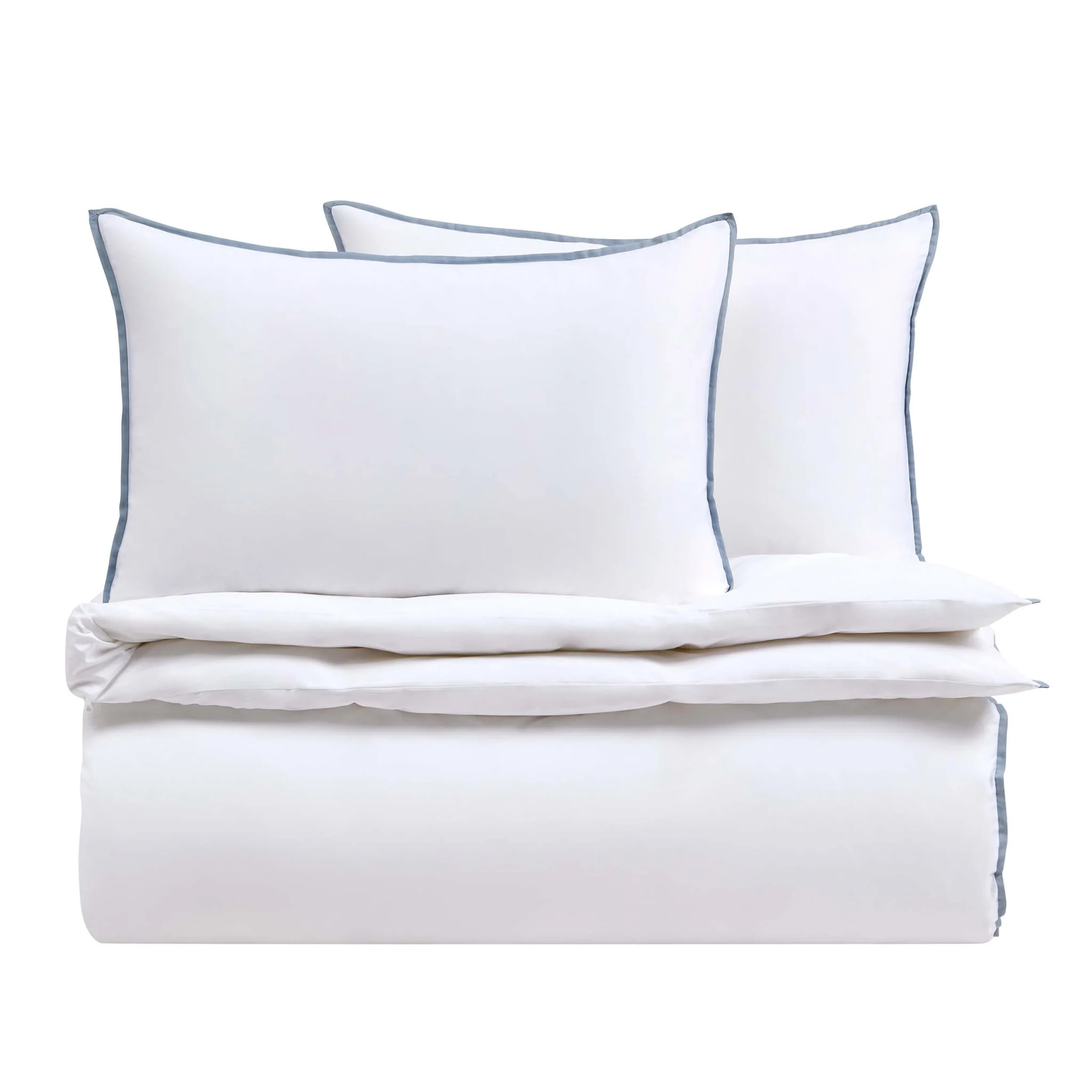 Super Soft Bamboo 300 Thread Count Cotton Plain Dye Duvet Cover - White/Blue - Image 3