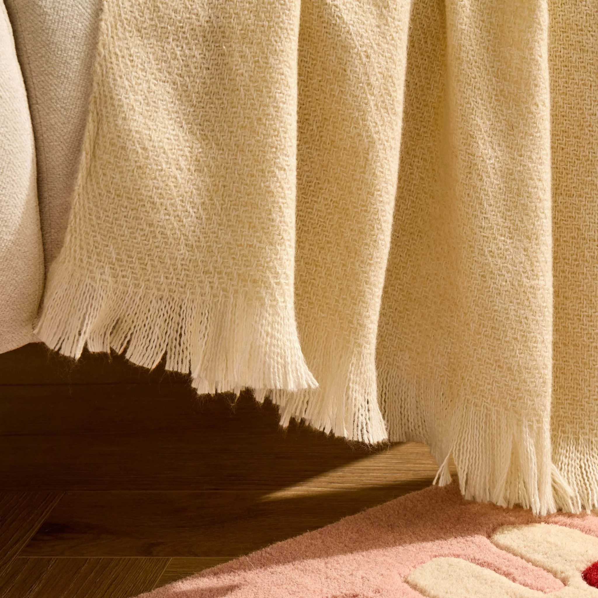 Super Soft Marled Tassel Sofa Throw - Butter Yellow - Image 2