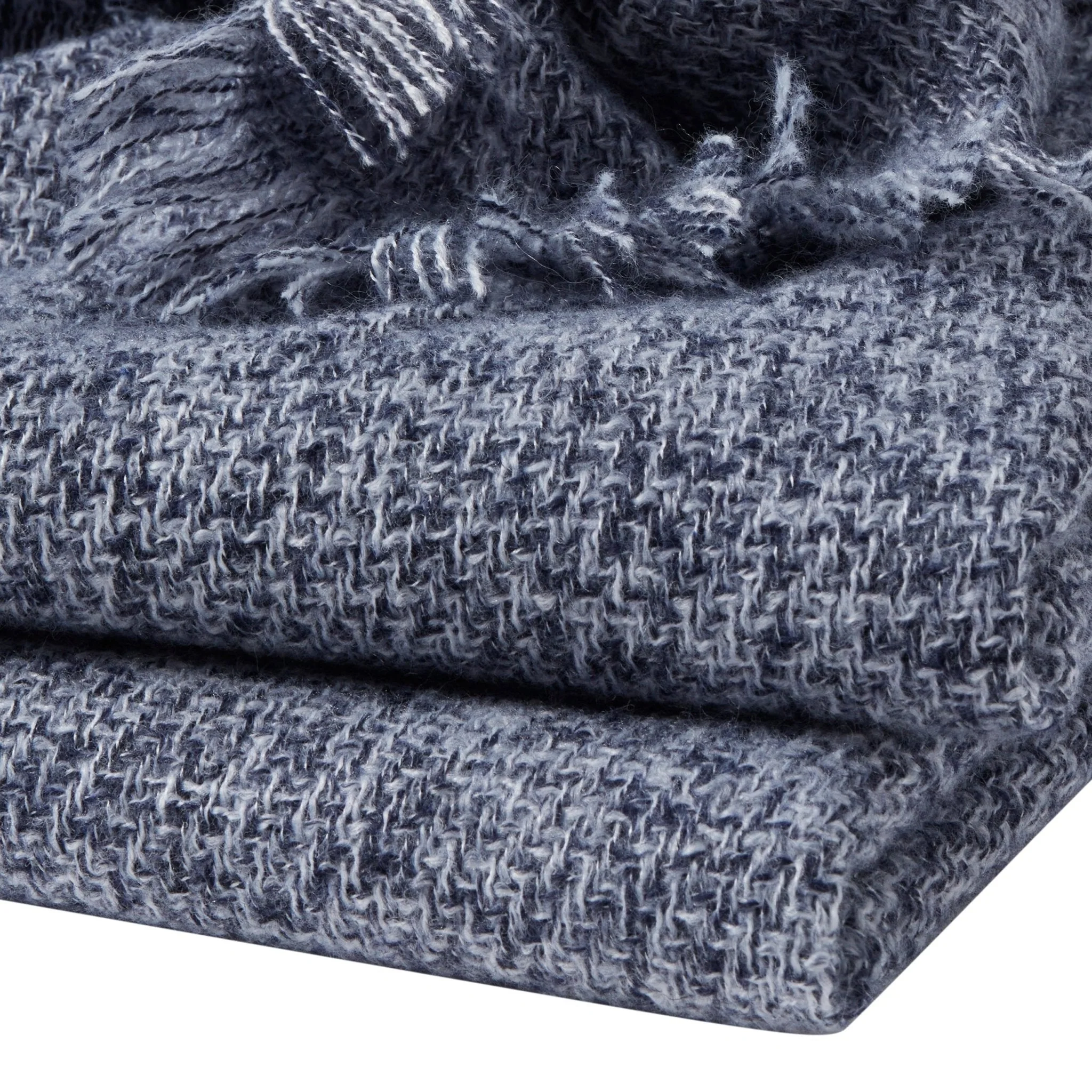 Super Soft Marled Tassel Sofa Throw - Navy - Image 2