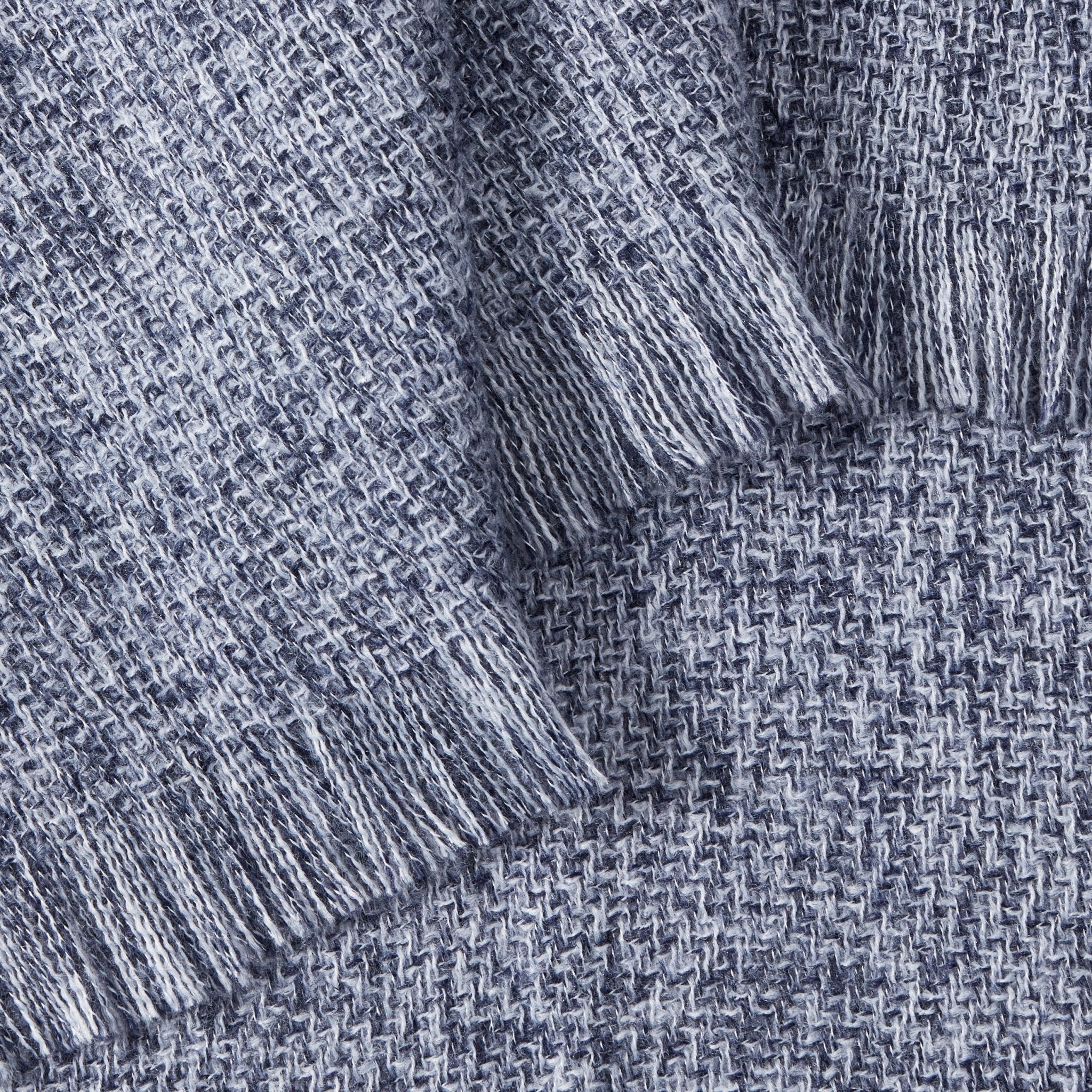 Super Soft Marled Tassel Sofa Throw - Navy - Image 3