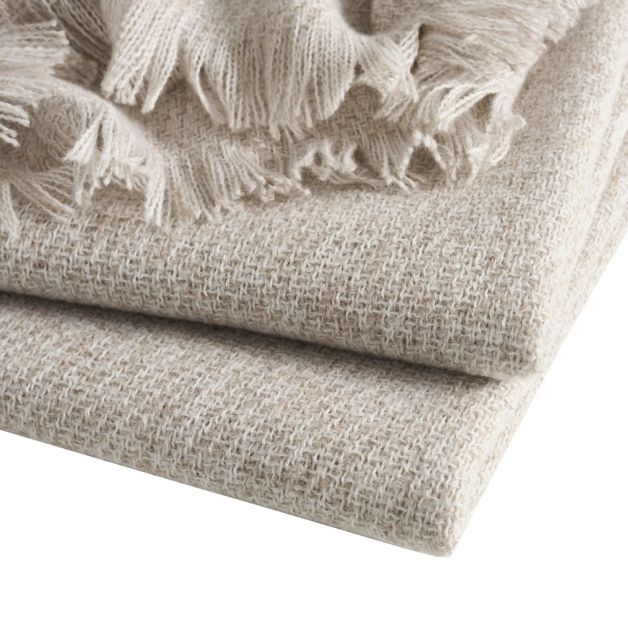Super Soft Marled Tassel Sofa Throw - Natural - Image 2