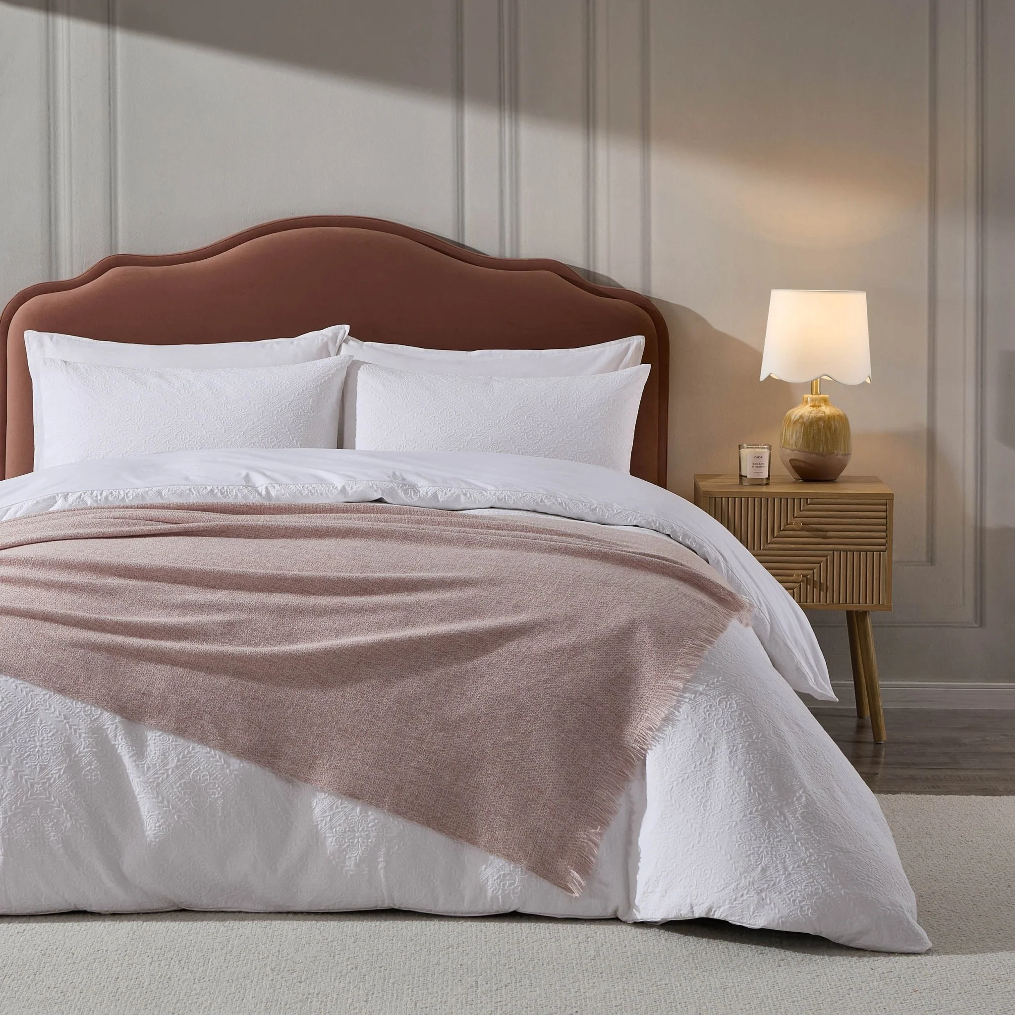 Super Soft Marled Tassel Throw - Blush Pink