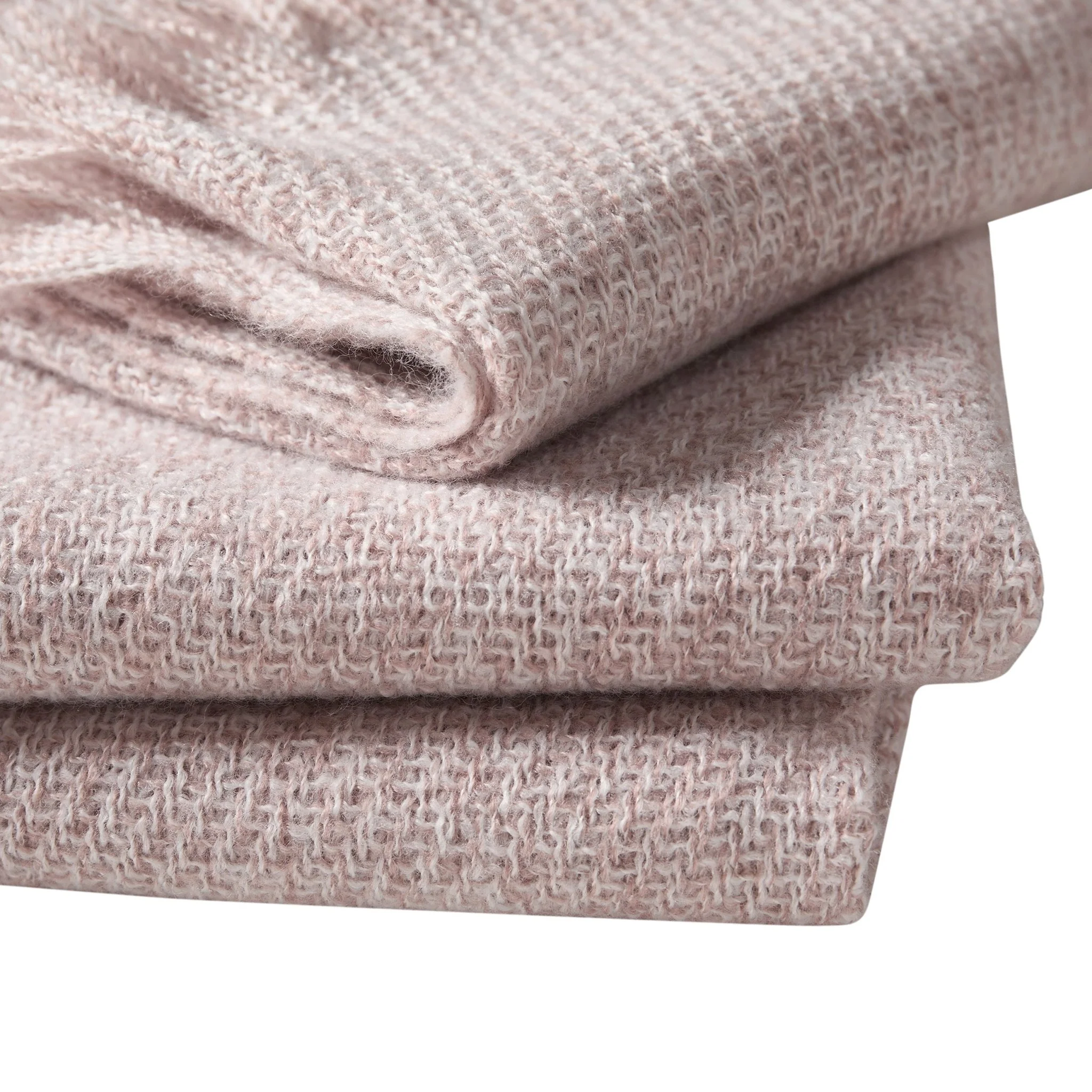 Super Soft Marled Tassel Throw - Blush Pink - Image 2