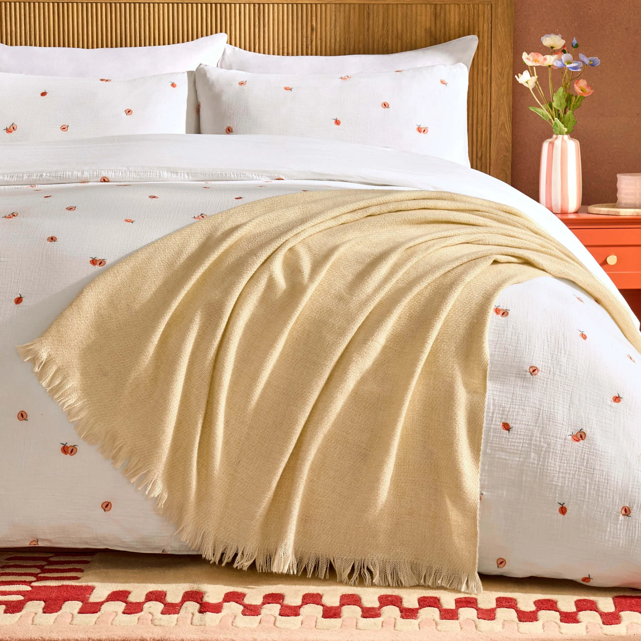 Super Soft Marled Tassel Throw - Butter Yellow