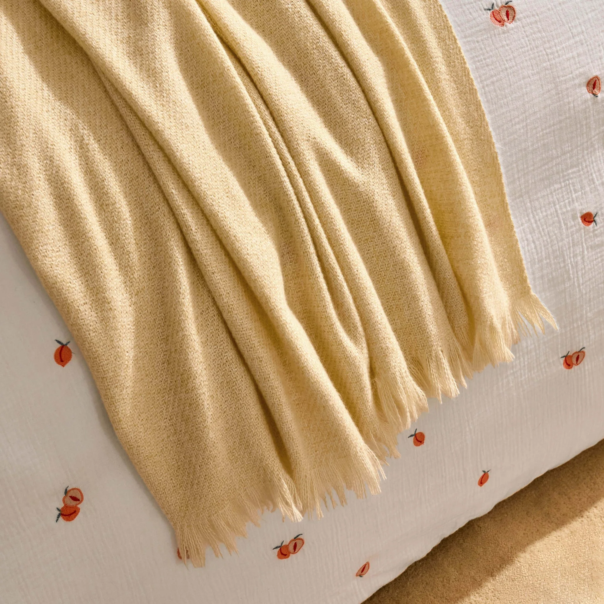 Super Soft Marled Tassel Throw - Butter Yellow - Image 2