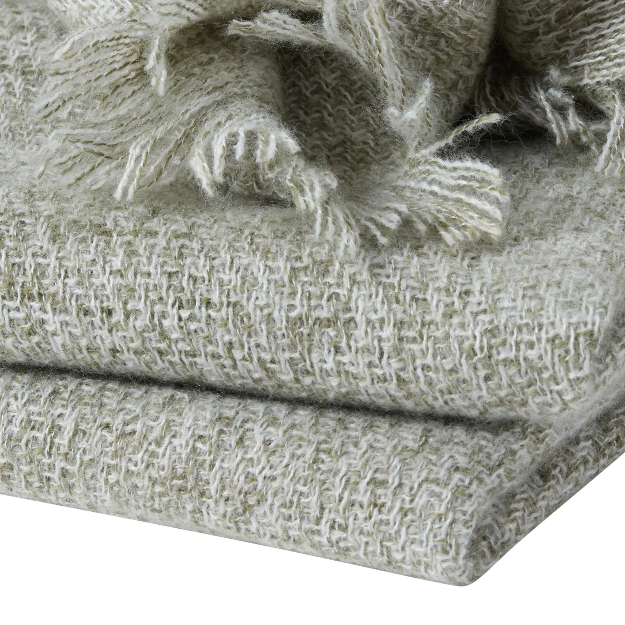 Super Soft Marled Tassel Throw - Dark Green - Image 5