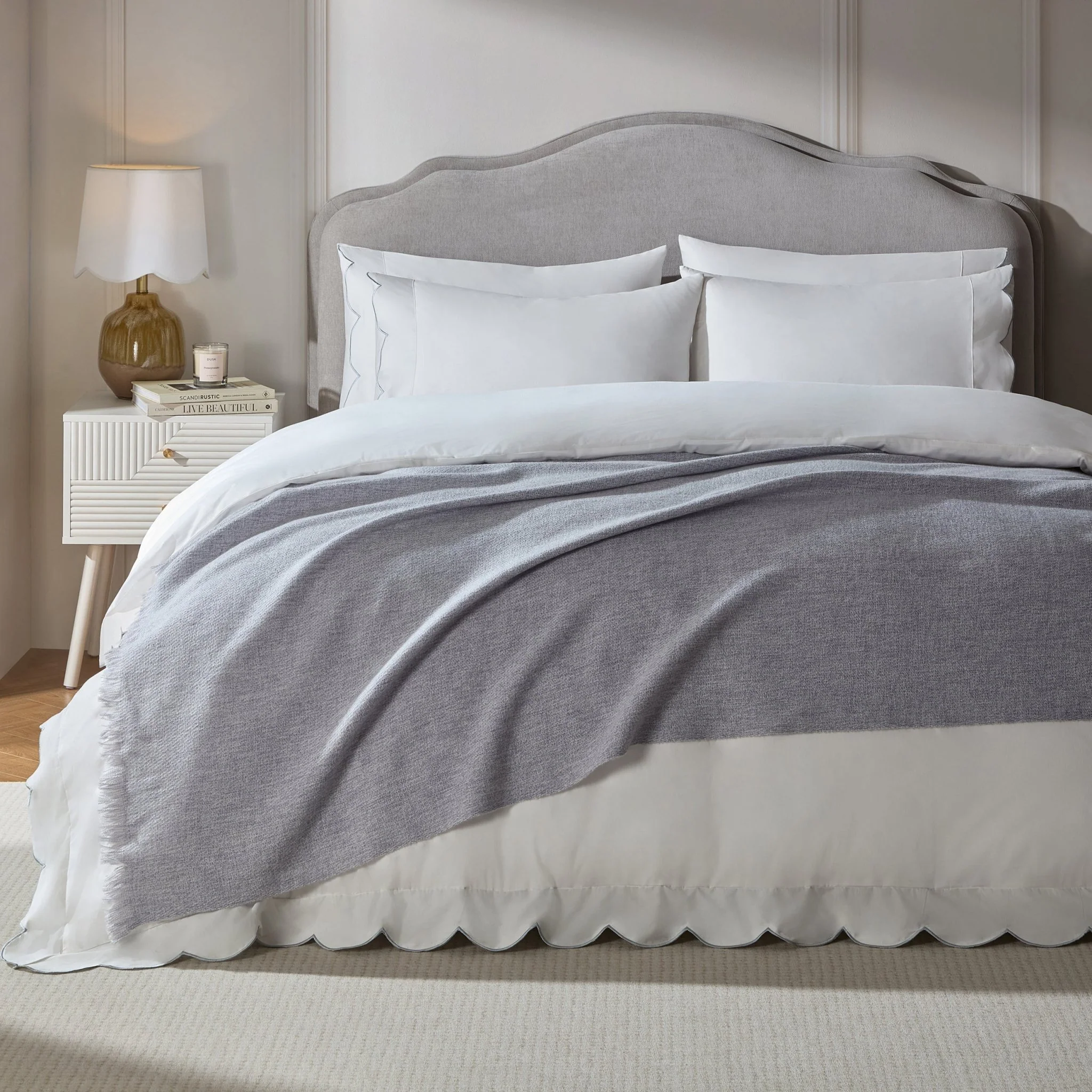 Super Soft Marled Tassel Throw - Light Blue