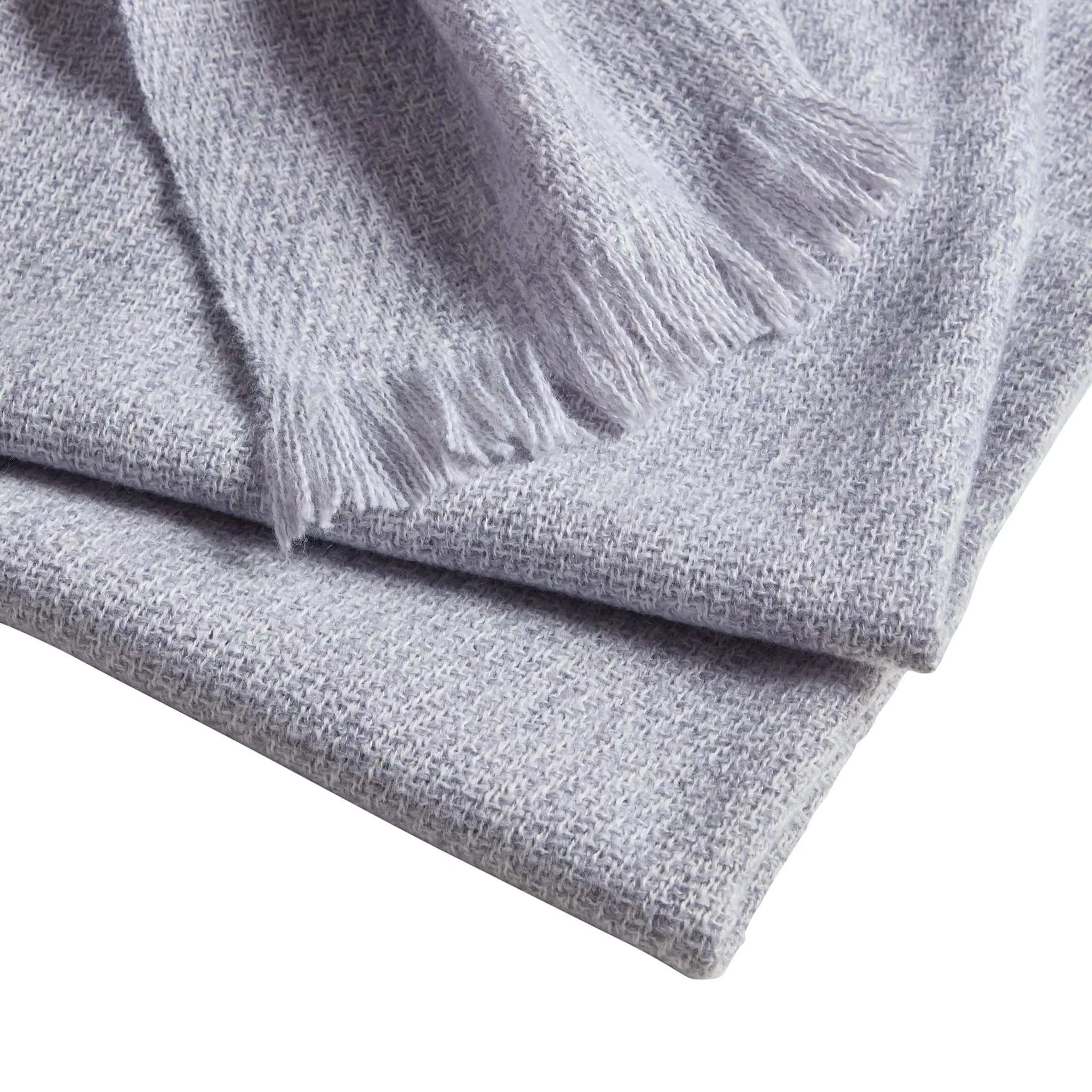 Super Soft Marled Tassel Throw - Light Blue - Image 3