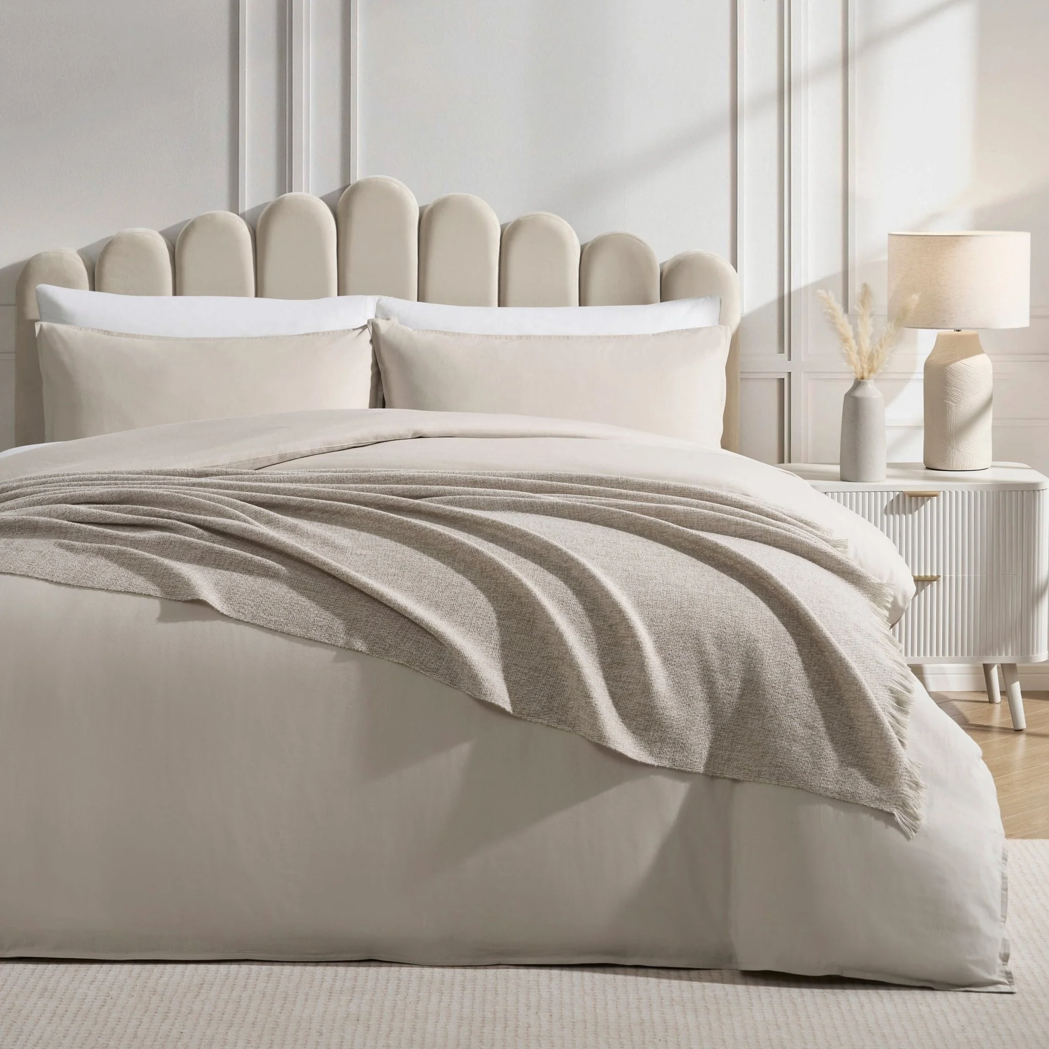 Super Soft Marled Tassel Throw - Natural
