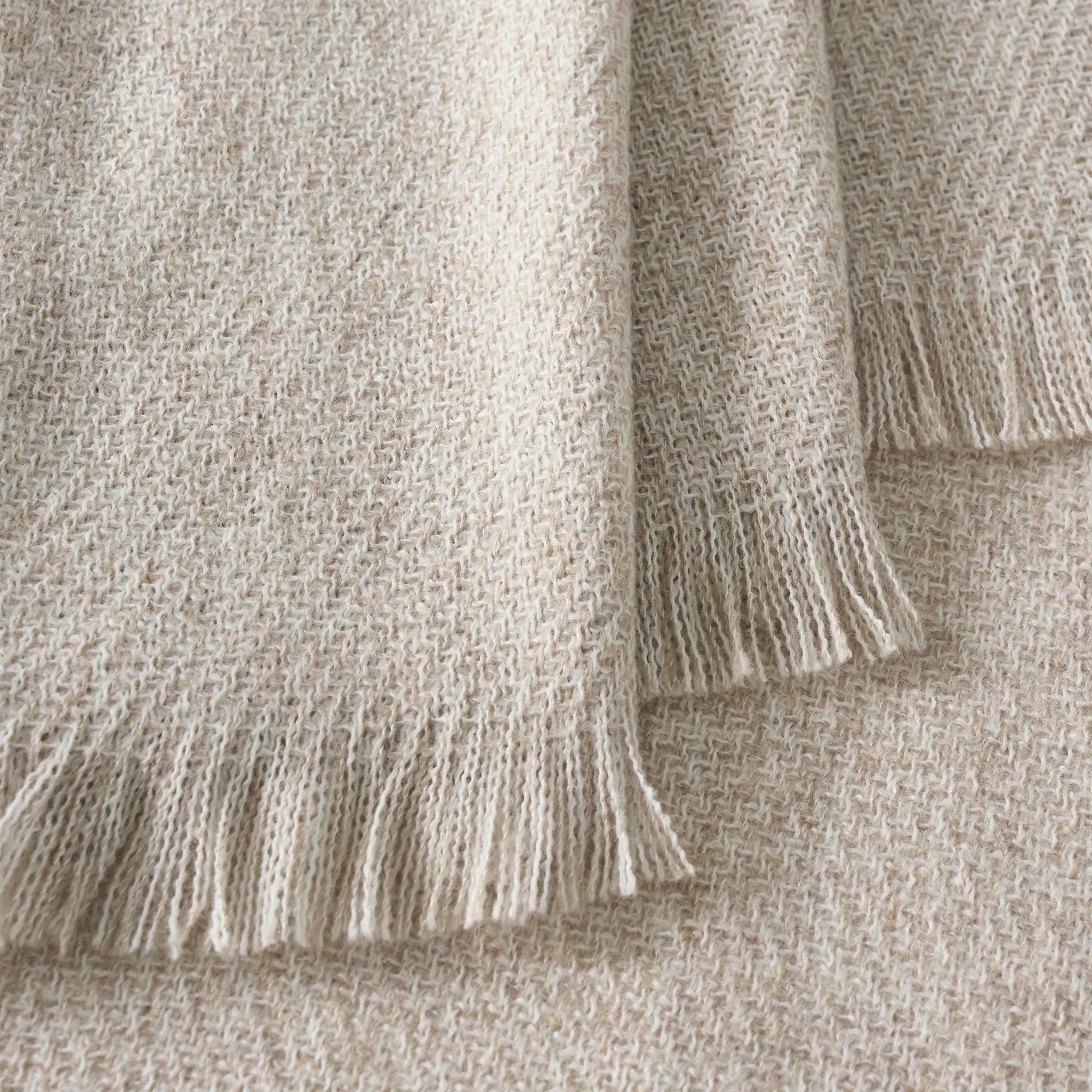Super Soft Marled Tassel Throw - Natural - Image 2