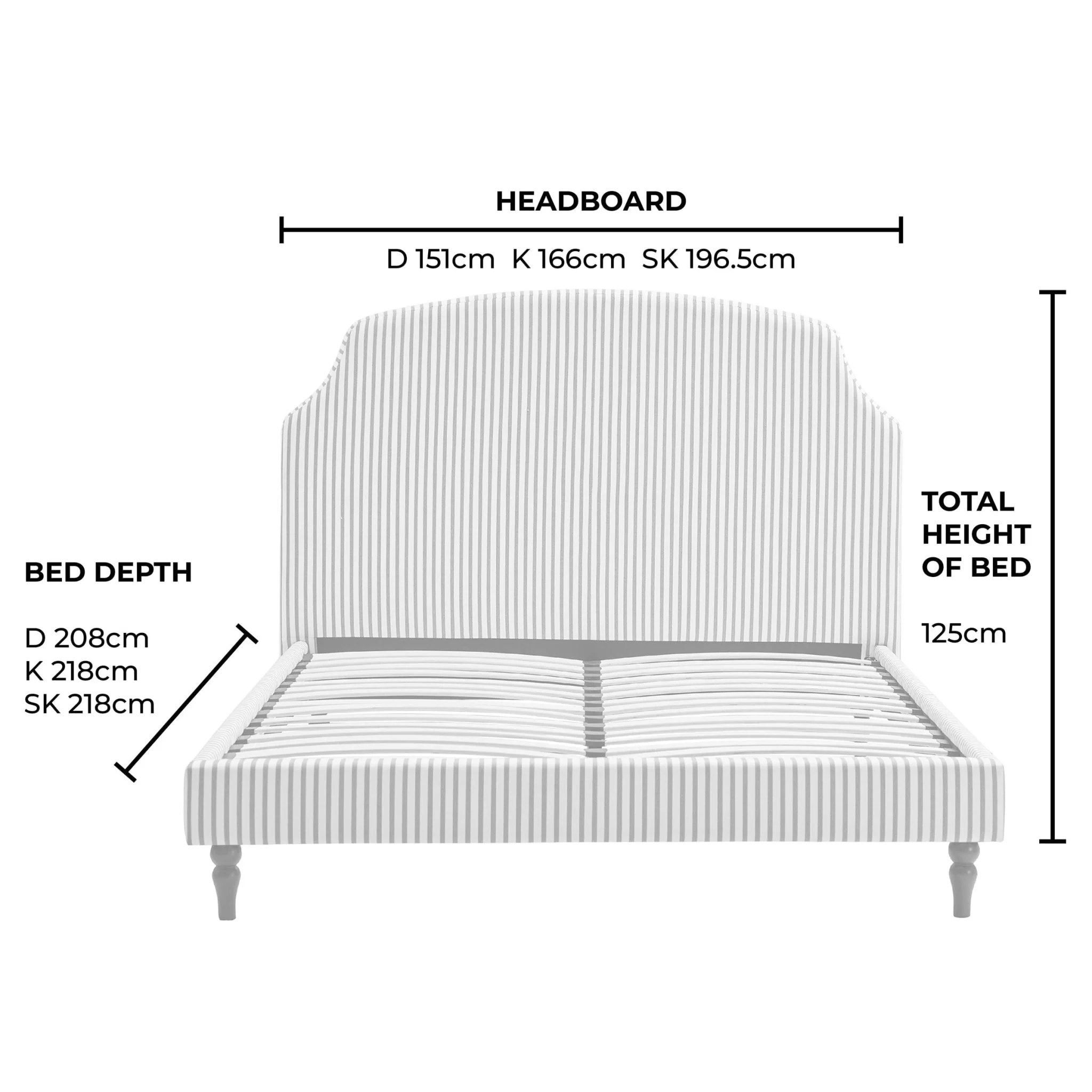 Surrey Bed Frame - Thin Stripe - Image 13