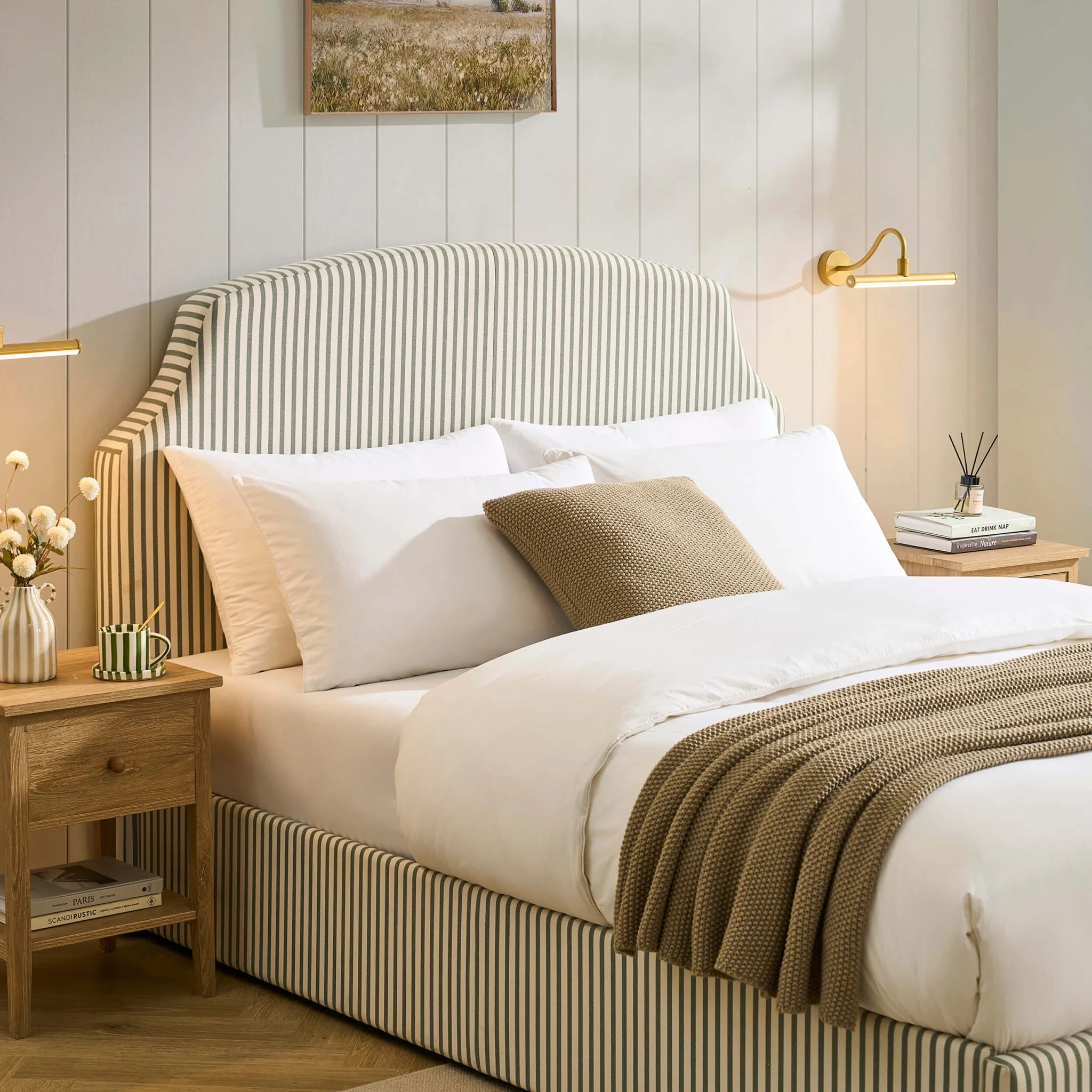 Surrey Ottoman Storage Bed - Sage Stripe - Image 4