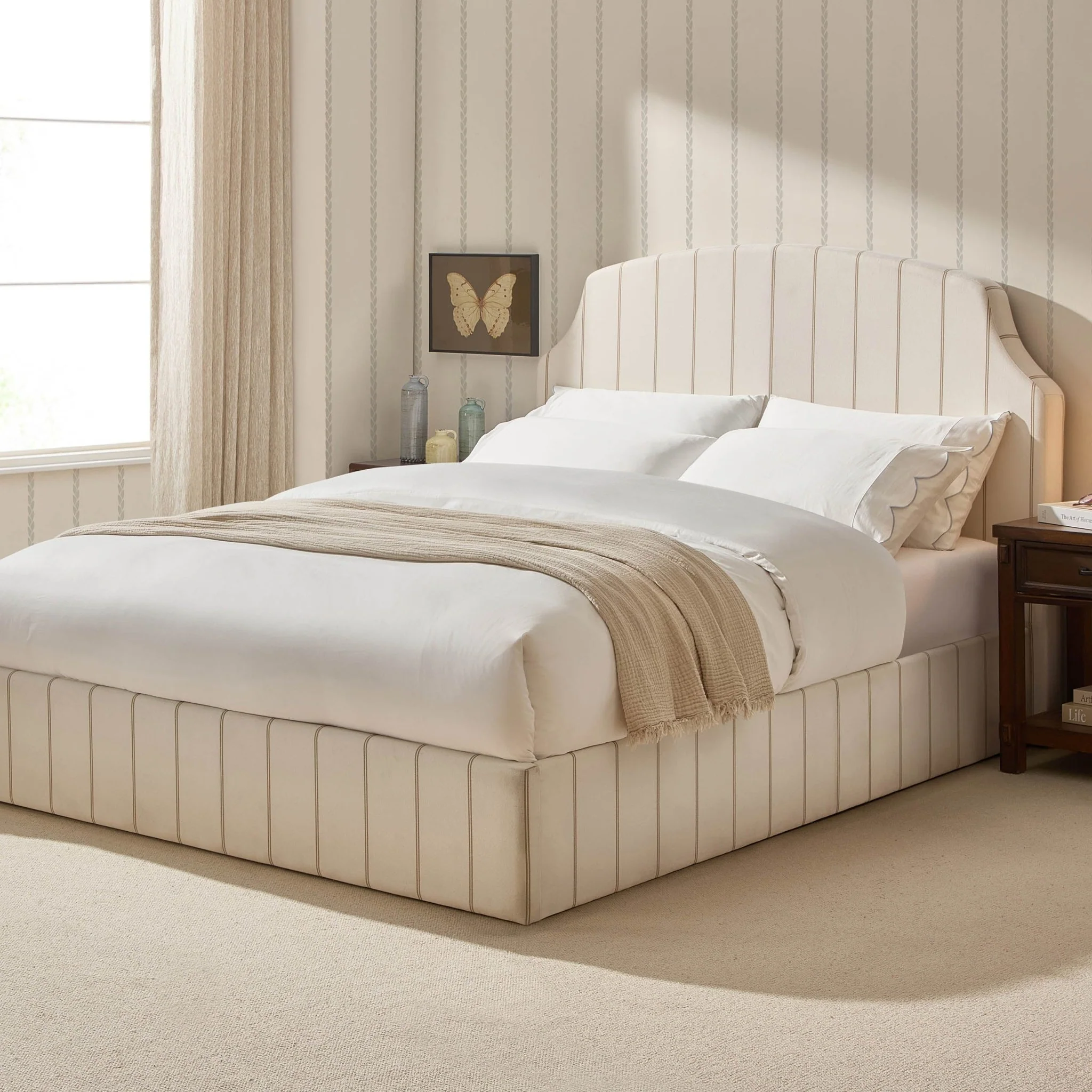 Surrey Ottoman Storage Bed - Thin Natural Stripe - Image 2