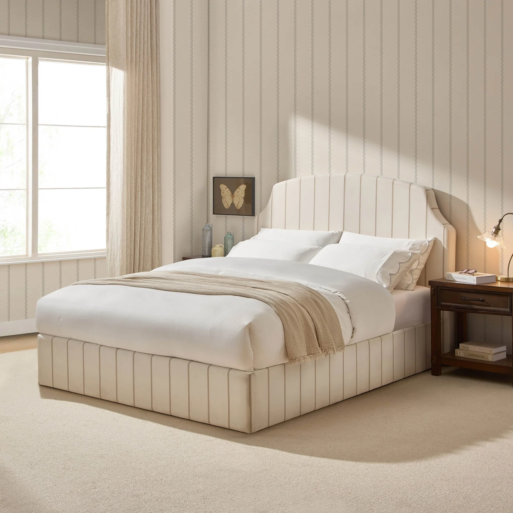 Surrey Ottoman Storage Bed - Thin Natural Stripe - Image 5