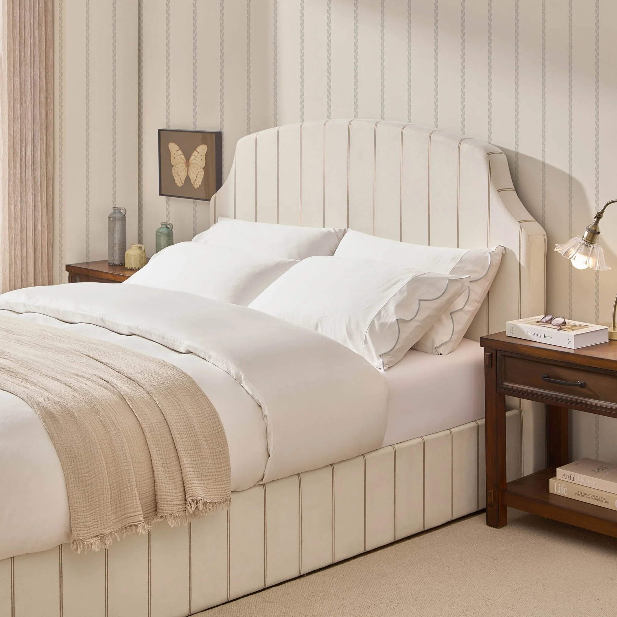 Surrey Ottoman Storage Bed - Thin Natural Stripe - Image 6