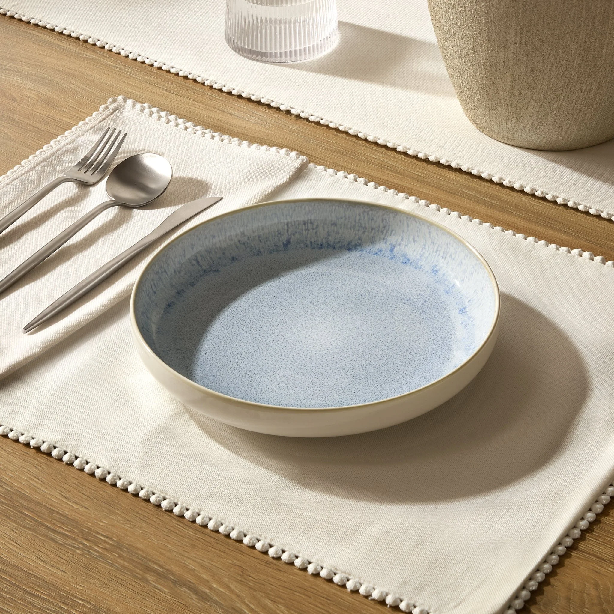 Sutton Stoneware Set of 4 Pasta Bowls - Light Blue
