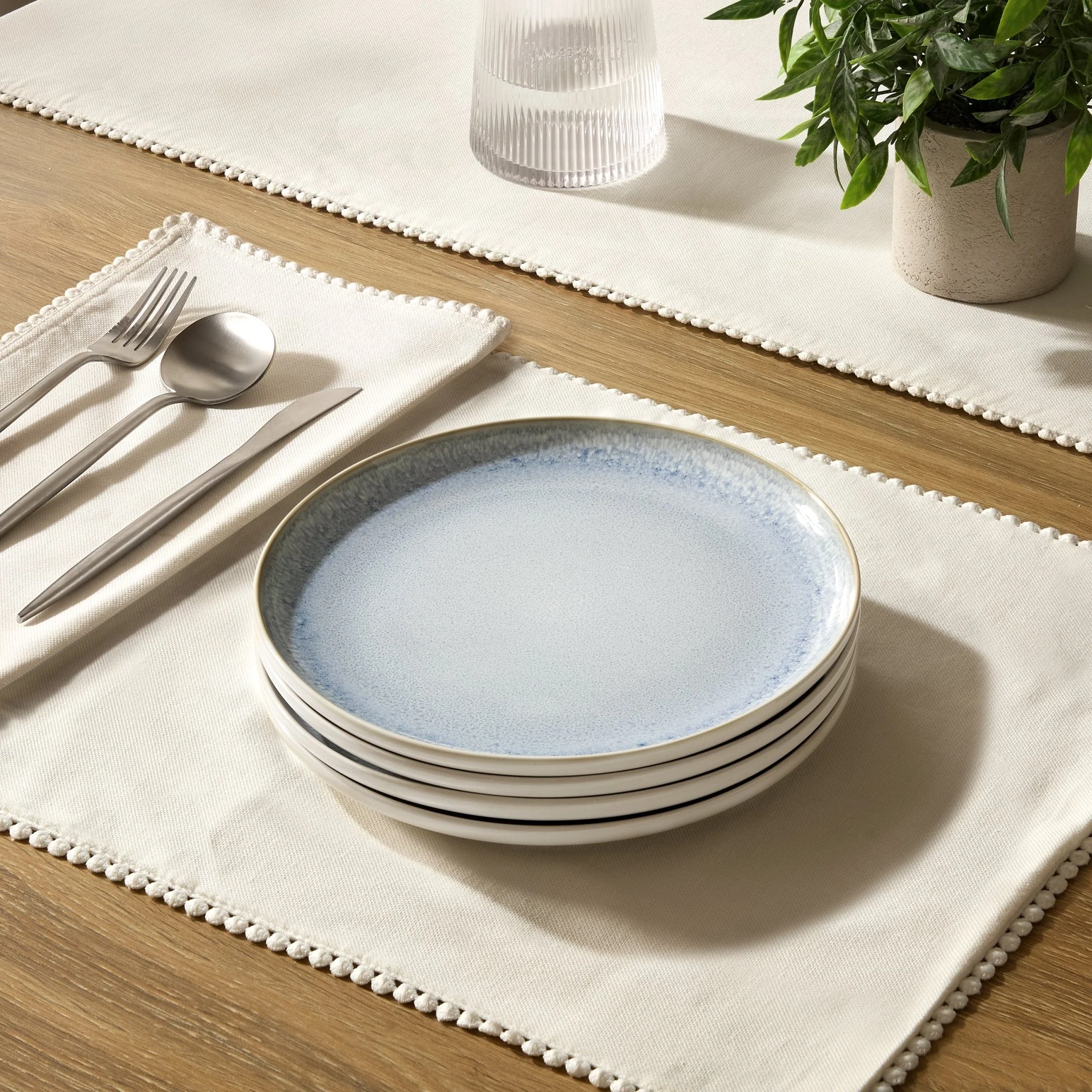 Sutton Stoneware Set of 4 Side Plates - Light Blue - Image 2