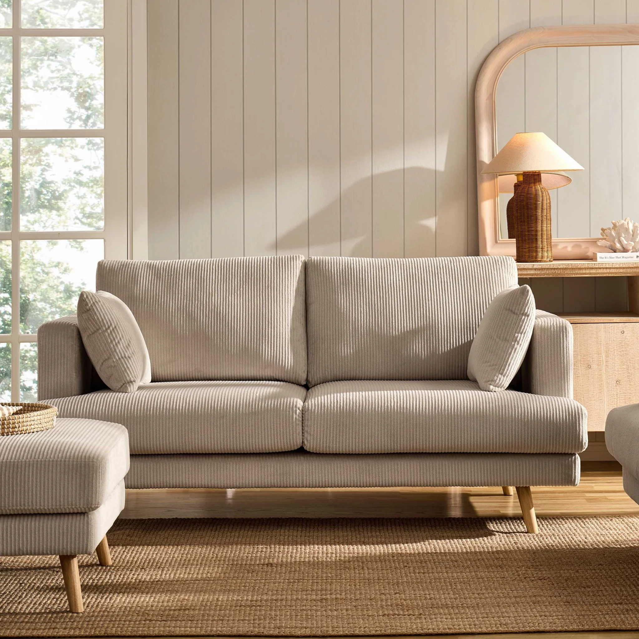 Sweden 2 Seater Sofa - Rib Ecru