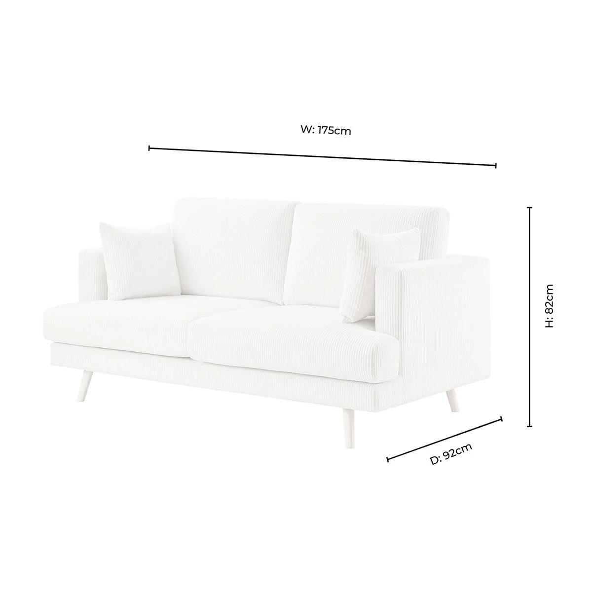 Sweden 2 Seater Sofa - Rib Ecru - Image 9