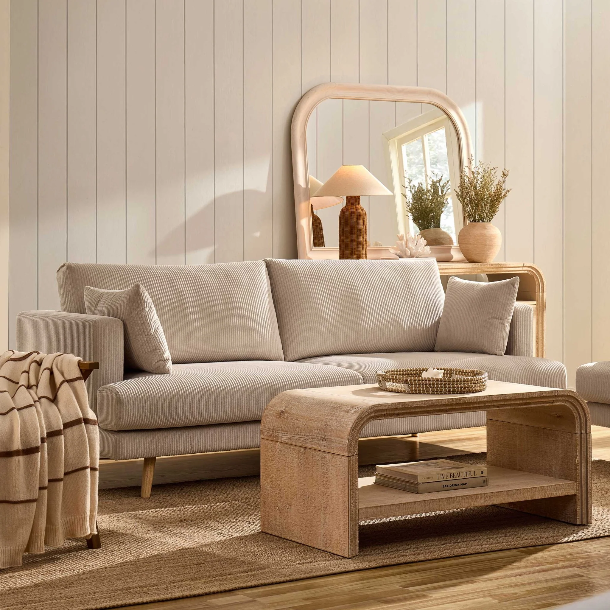 Sweden 3 Seater Sofa - Rib Ecru - Image 2