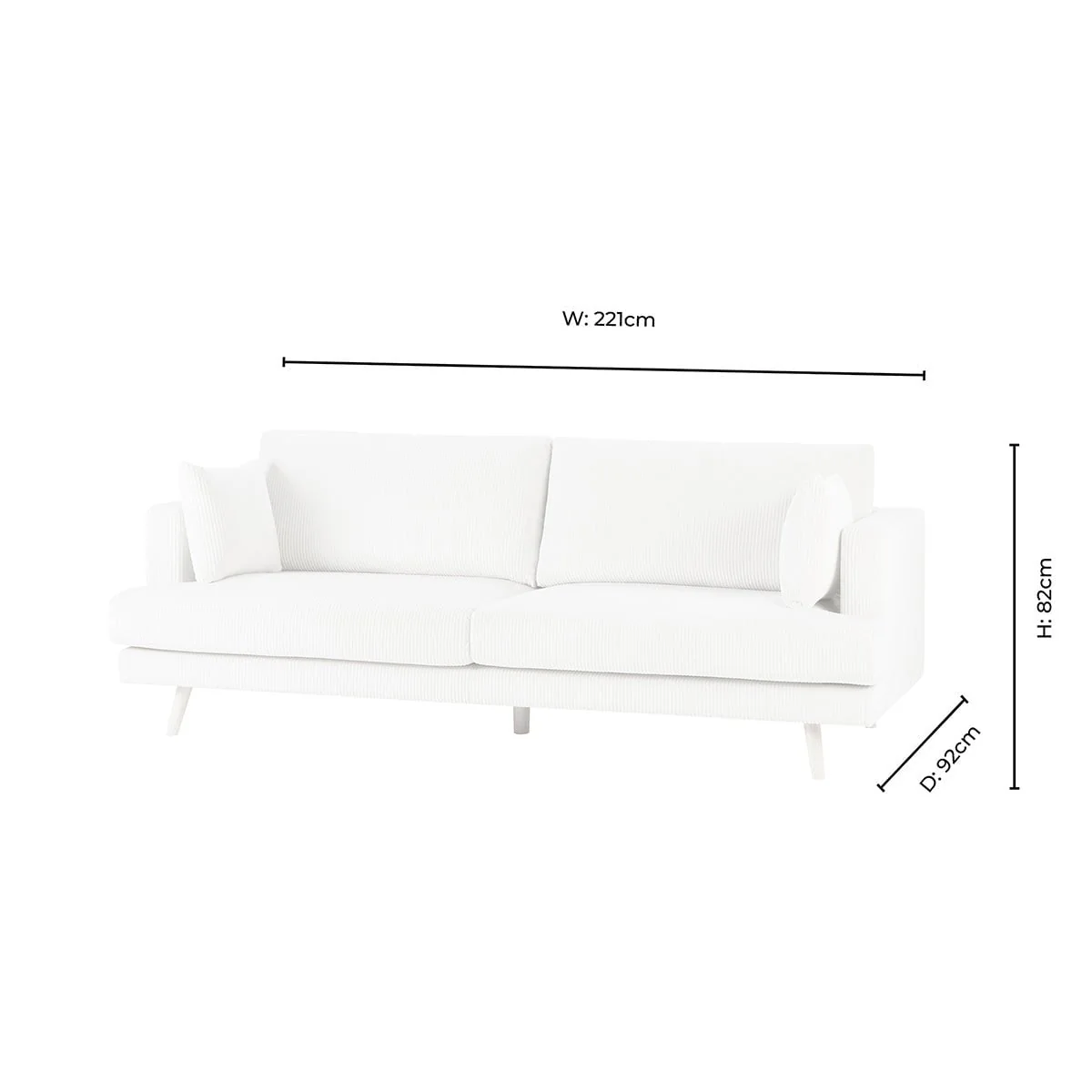 Sweden 3 Seater Sofa - Rib Ecru - Image 8