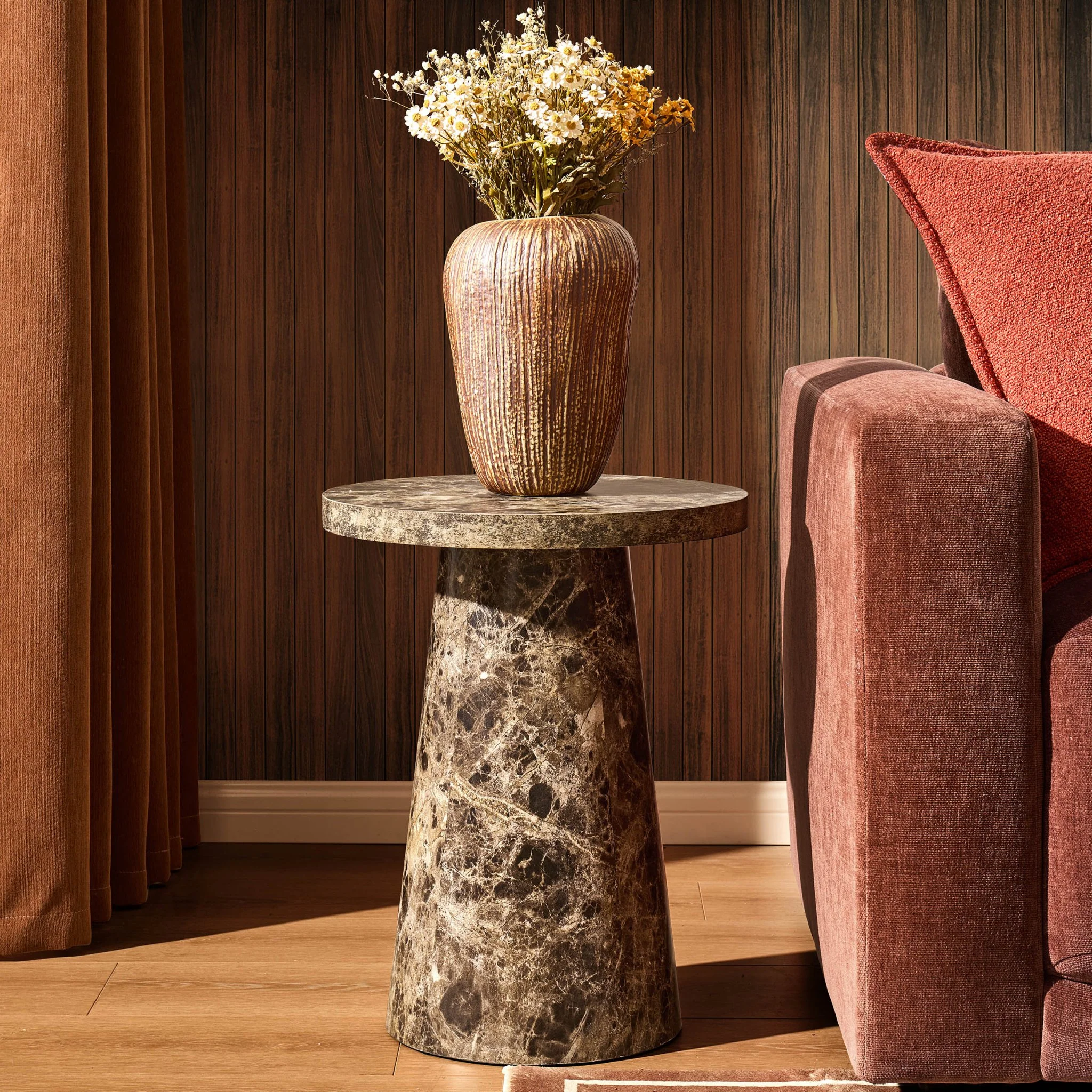 Talia Side Table - Dark Marble Effect