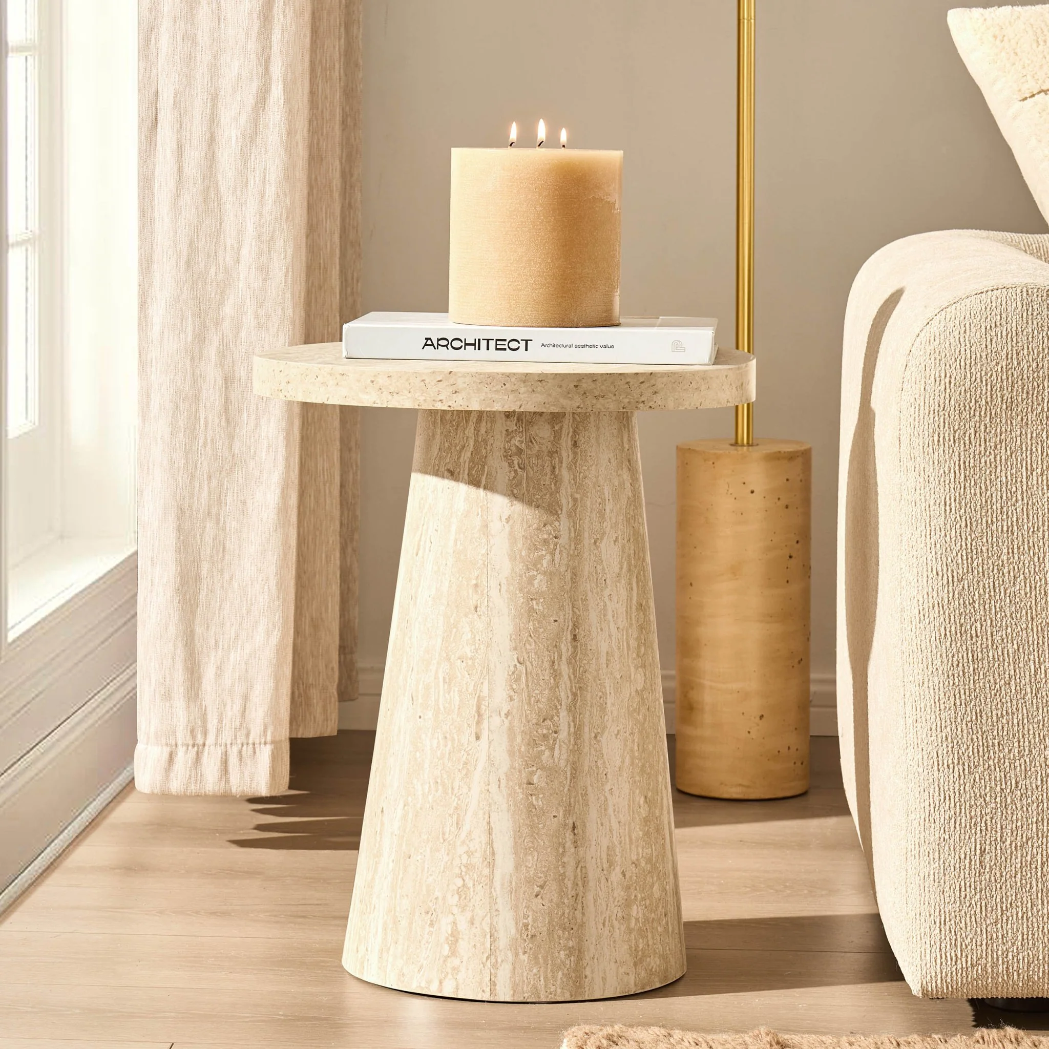 Talia Side Table - Stone Marble Effect