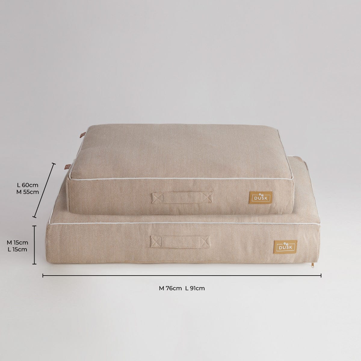 Bailey Pillow Dog Bed - Natural Herringbone - Image 3