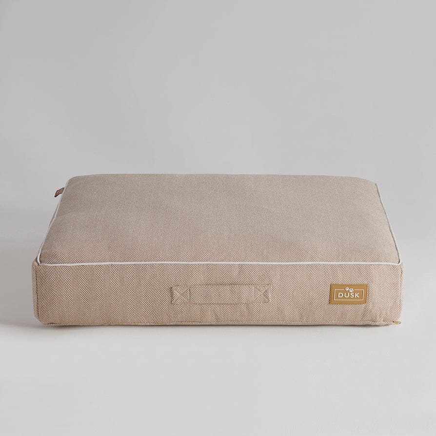 Bailey Pillow Dog Bed - Natural Herringbone - Image 6