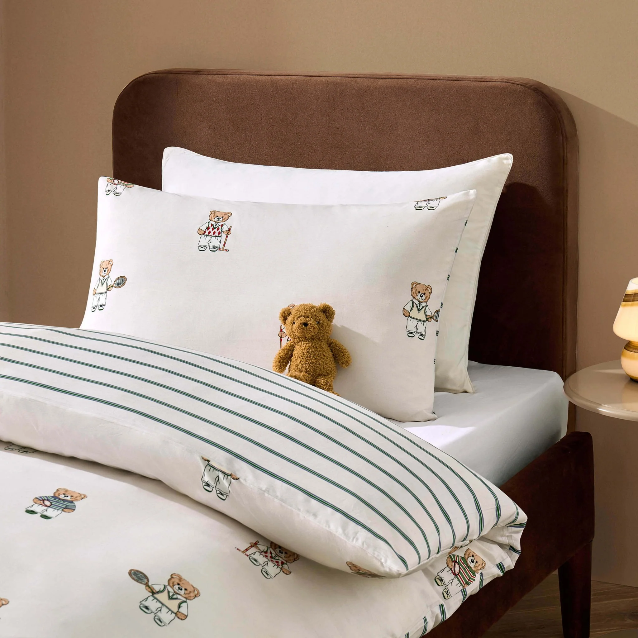 Teddy Bear 100% Cotton Duvet Cover & Pillowcase set - Natural - Image 2