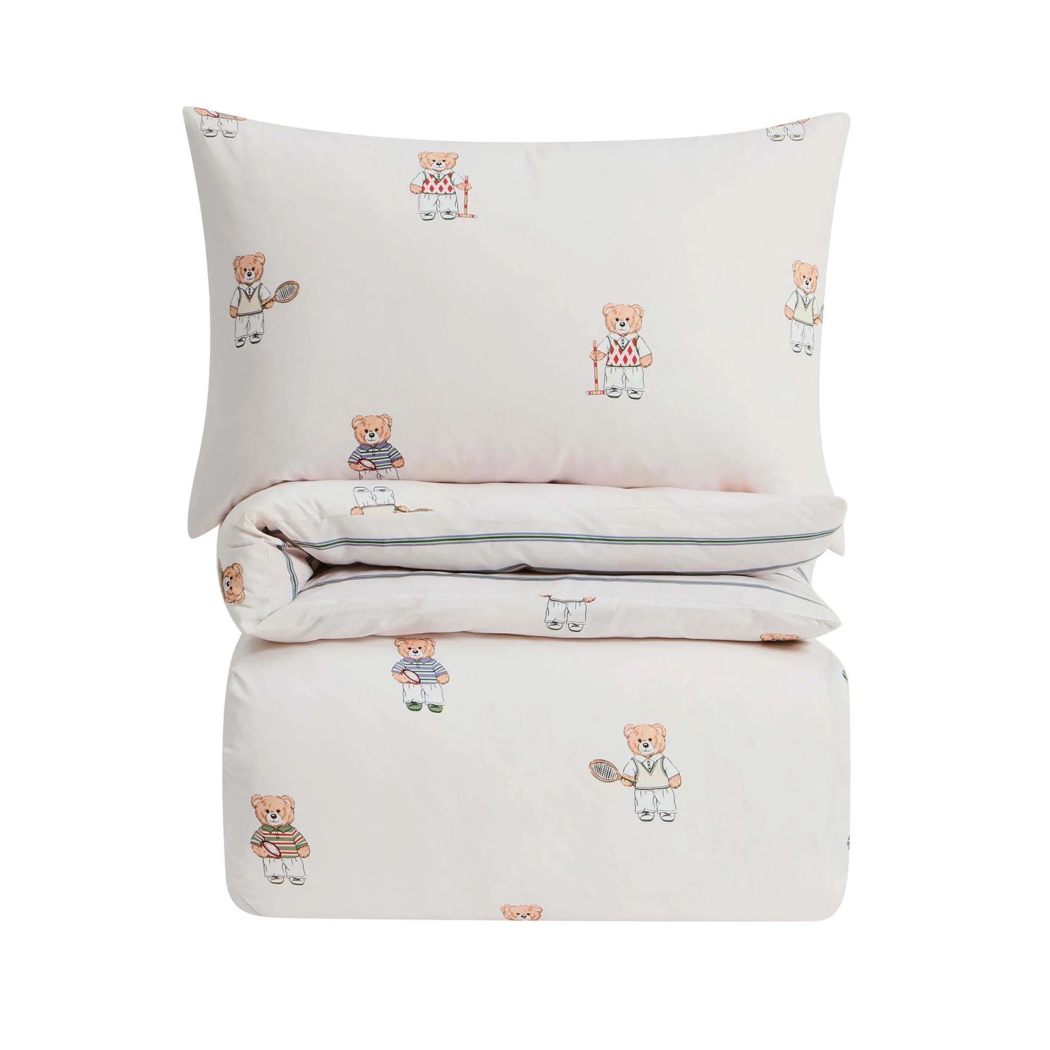 Teddy Bear 100% Cotton Duvet Cover & Pillowcase set - Natural - Image 4