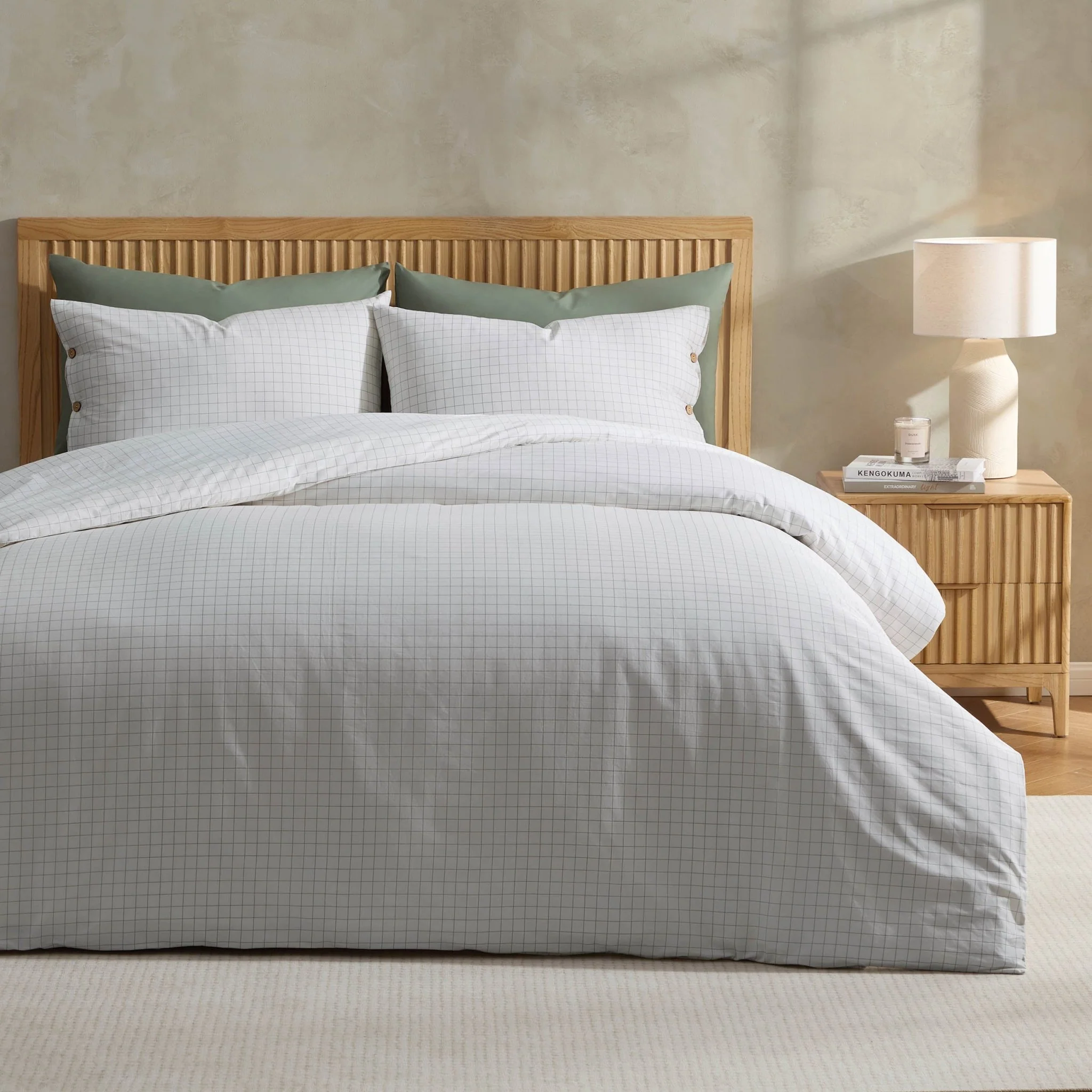 Thea Duvet Cover & Pillowcase Set - Off White/Black