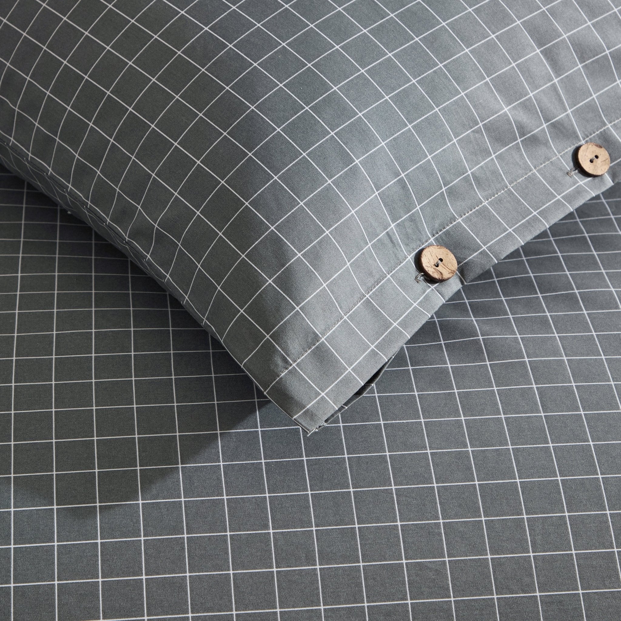 Thea Duvet Cover & Pillowcase Set - Pewter Green - Image 3