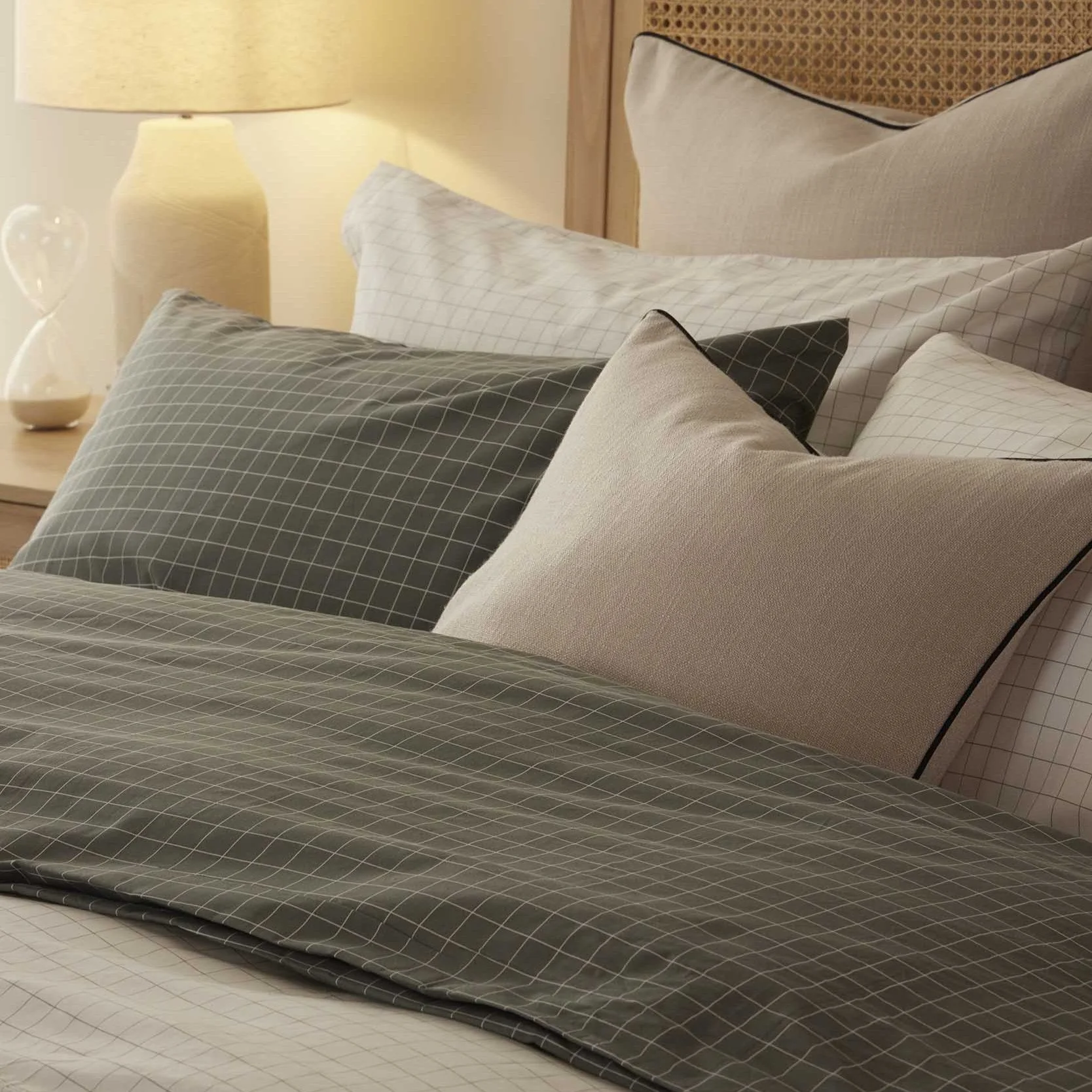 Thea Duvet Cover & Pillowcase Set - Pewter Green - Image 5