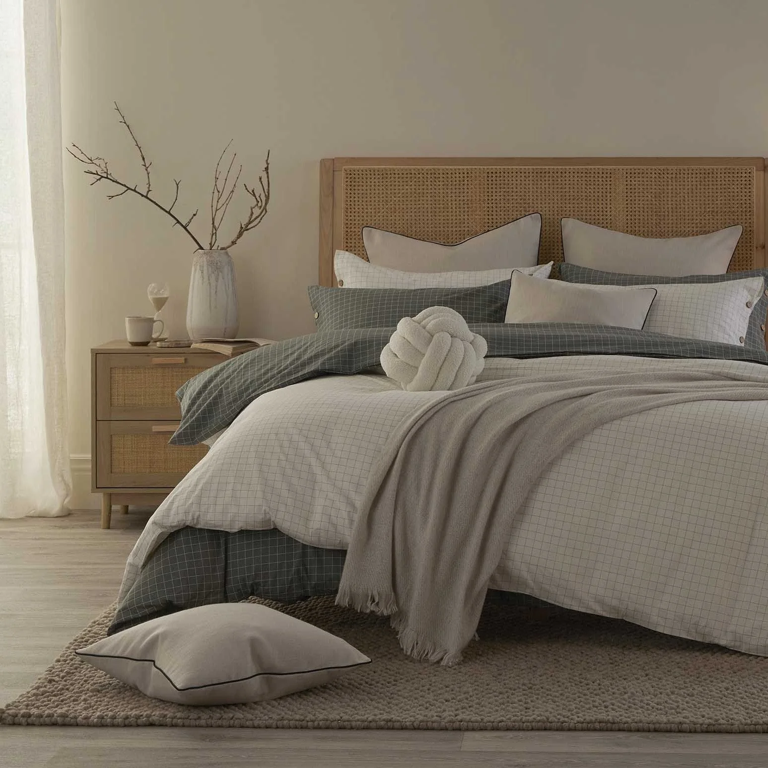 Thea Duvet Cover & Pillowcase Set - Pewter Green - Image 6