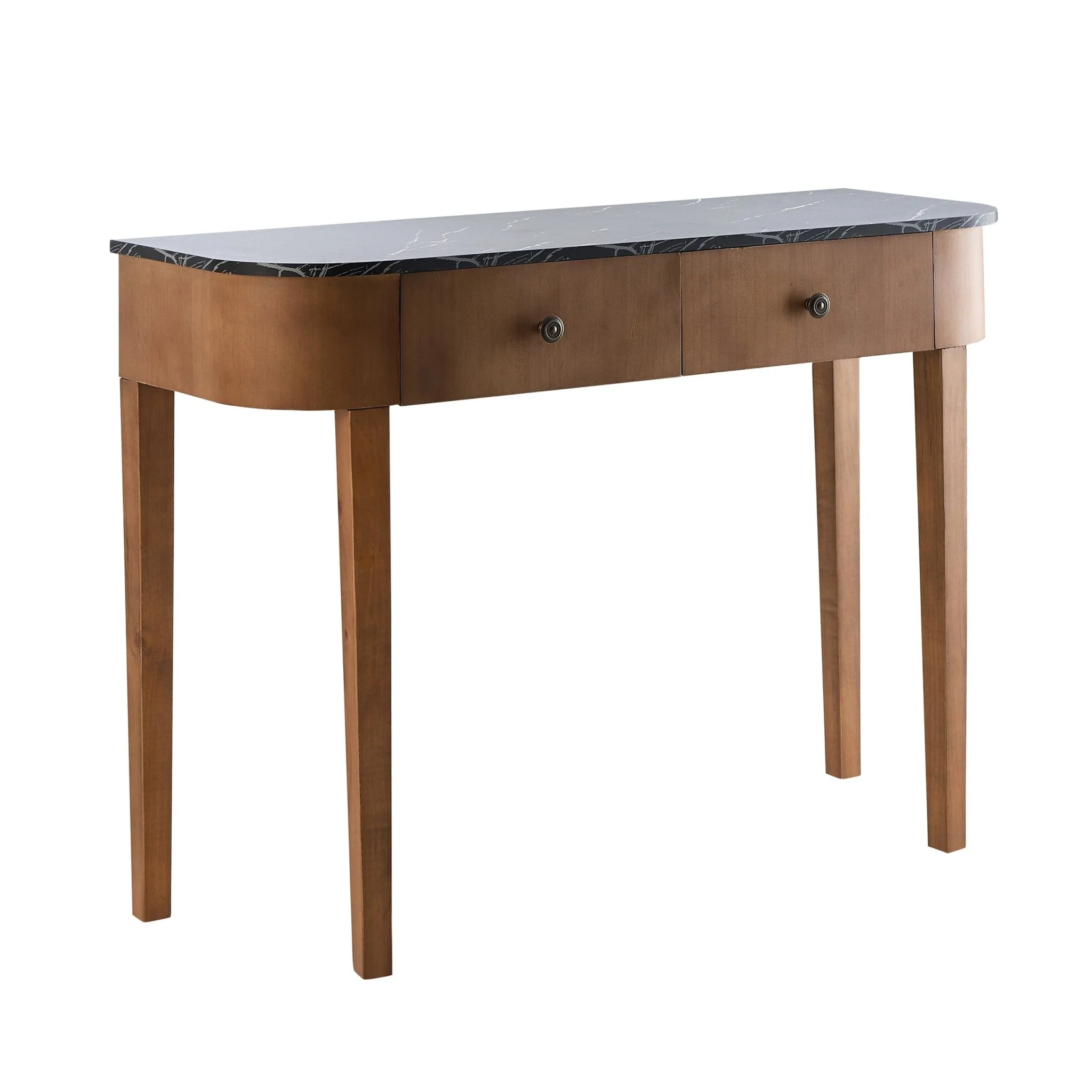 Tilda Console Table - Mid Wood/Marble Top - Image 2