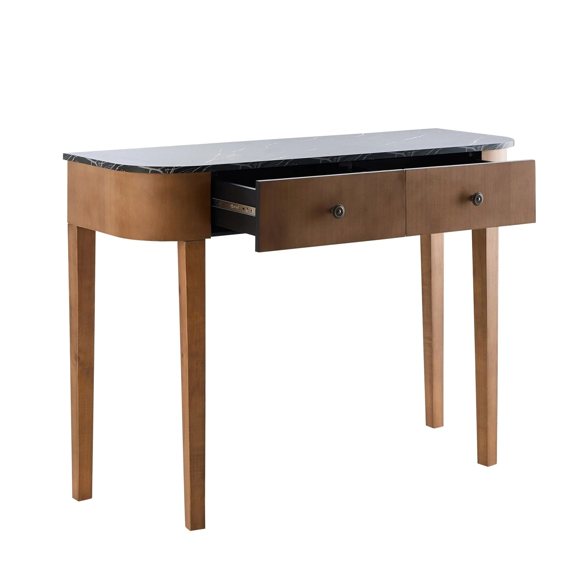 Tilda Console Table - Mid Wood/Marble Top - Image 3