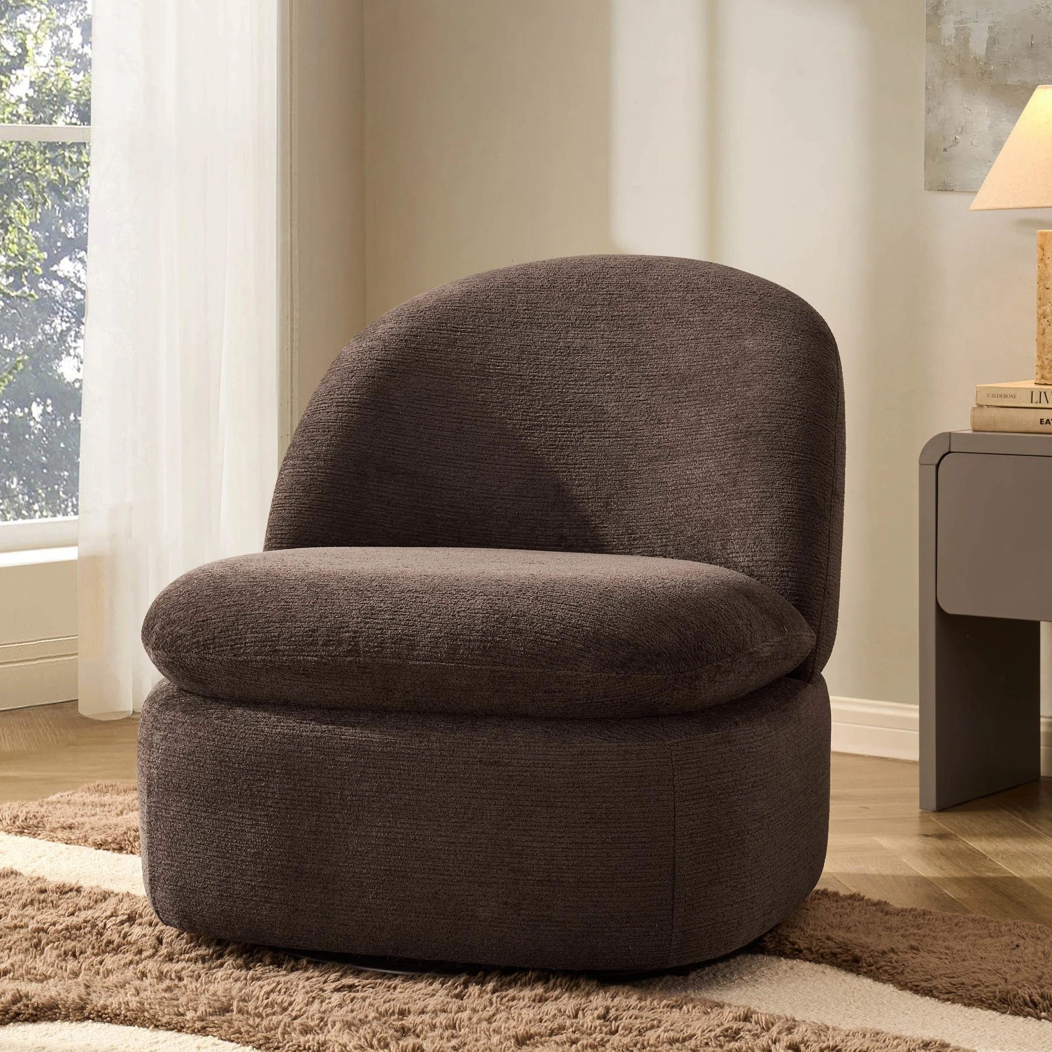 Tilly Swivel Accent Chair - Textured Cappuccino