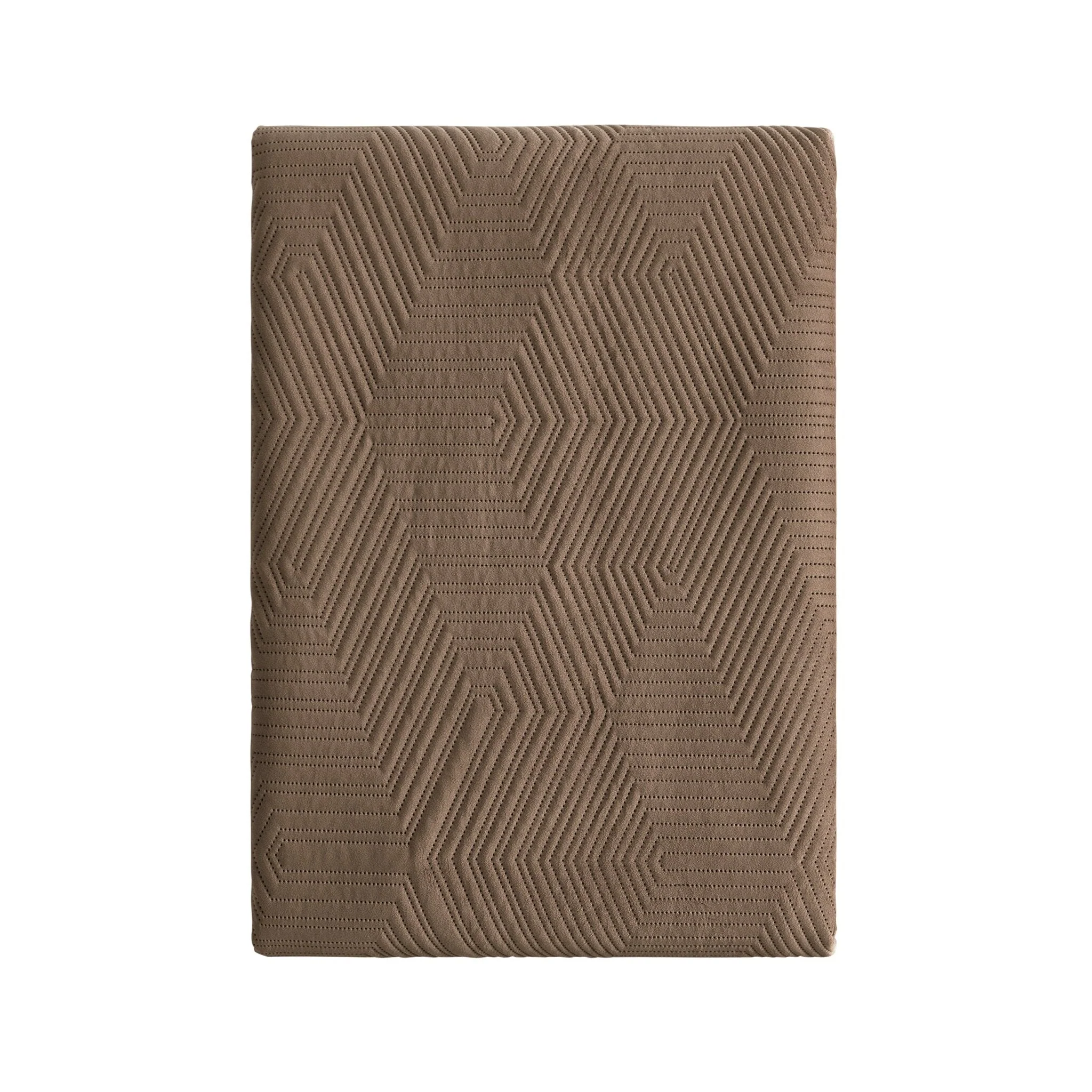 Torino Velvet Geometric Pinsonic Bedspread - Taupe - Image 3