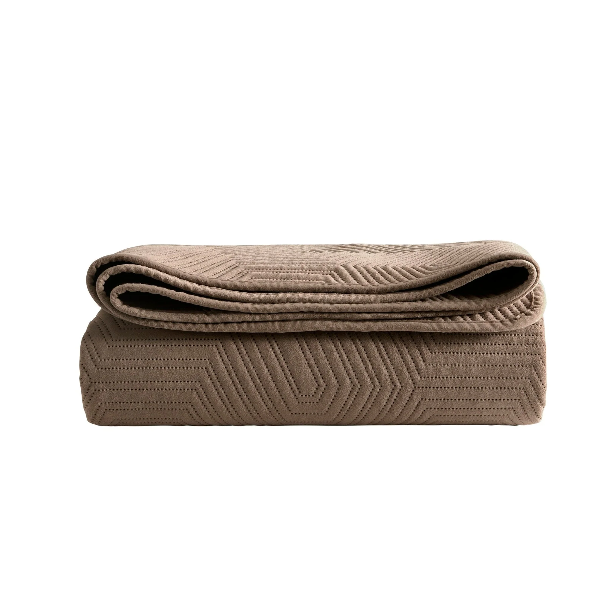 Torino Velvet Geometric Pinsonic Bedspread - Taupe - Image 4