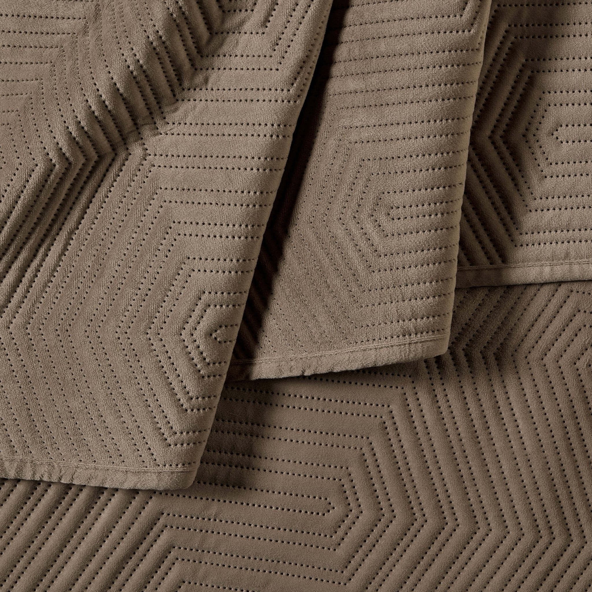 Torino Velvet Geometric Pinsonic Cushion Cover - Taupe - Image 3