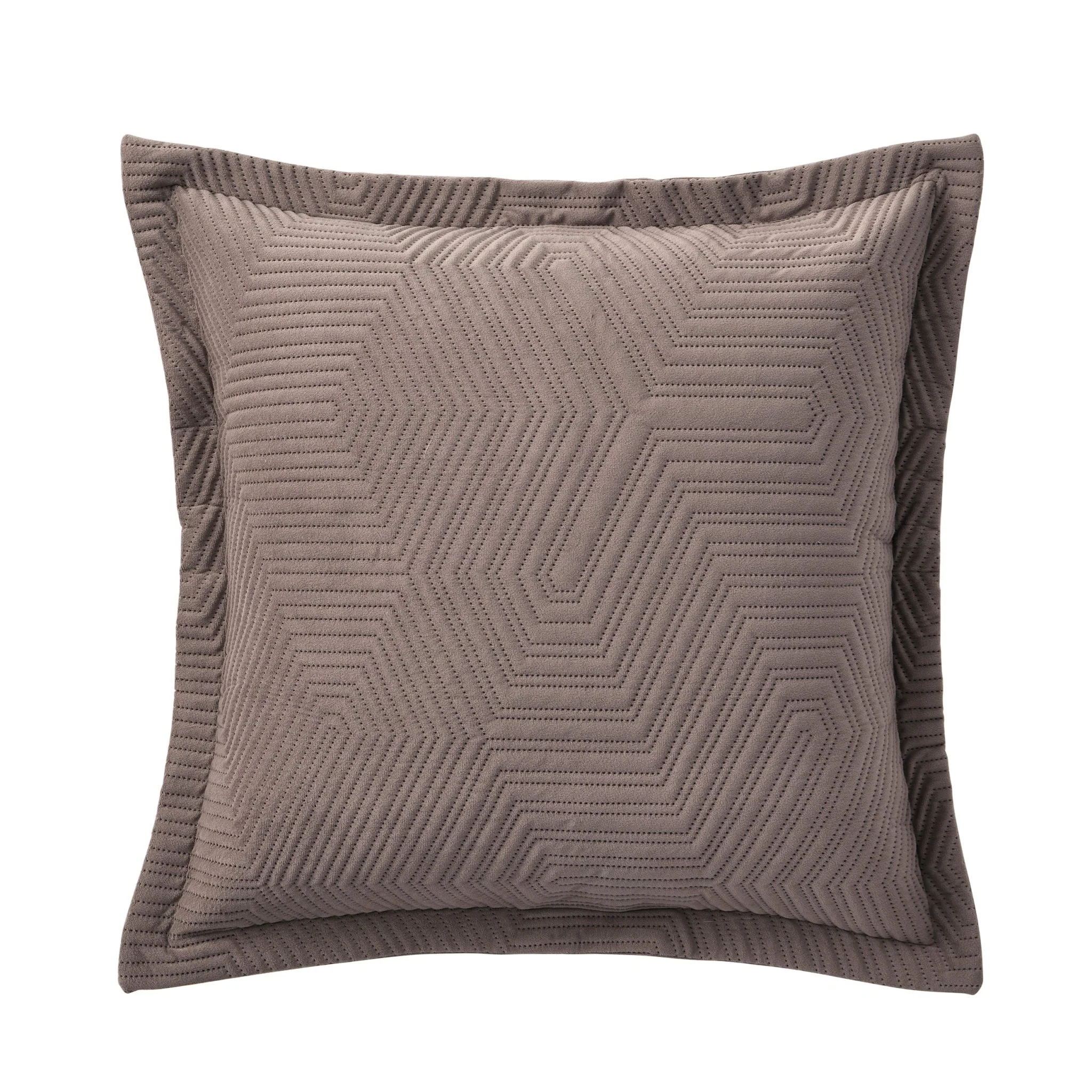 Torino Velvet Geometric Pinsonic Cushion Cover - Taupe - Image 4